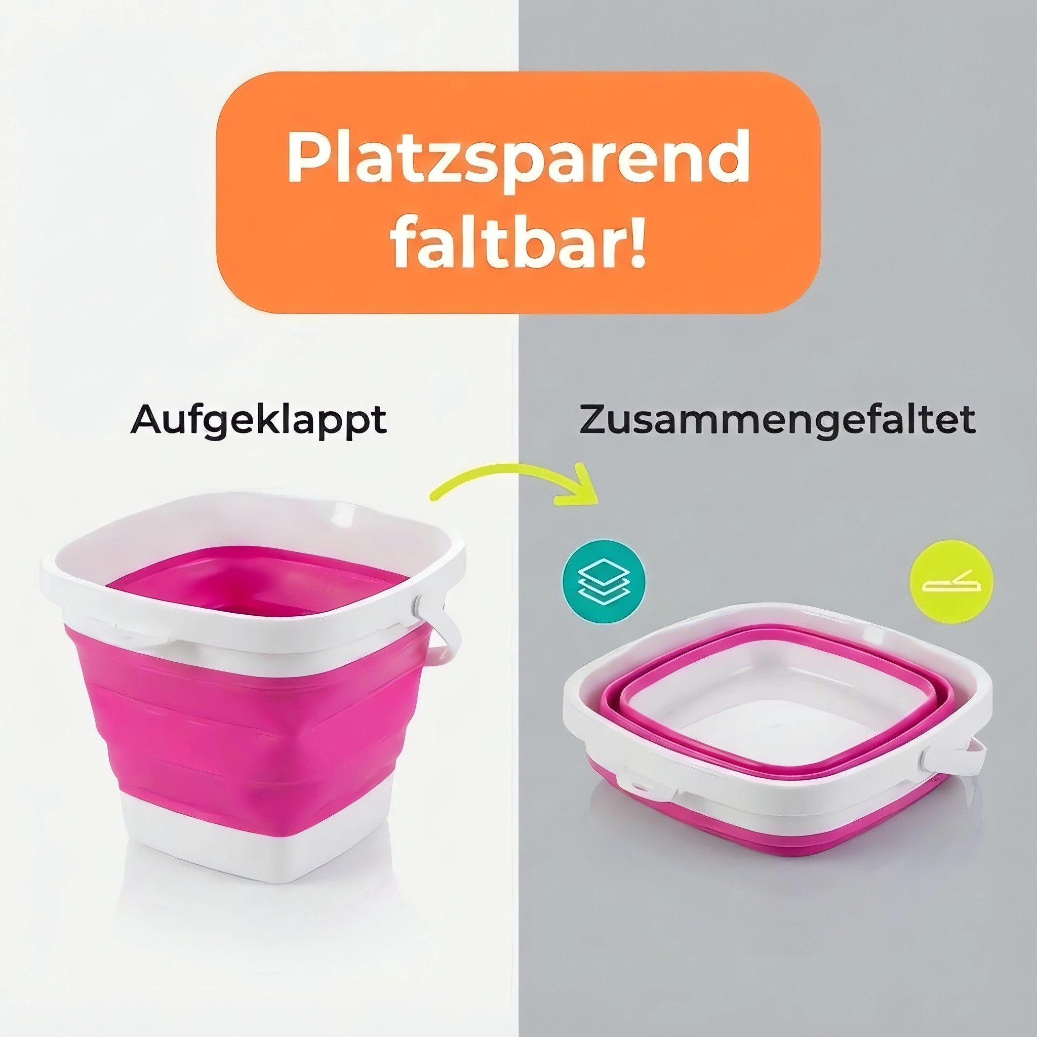 König Design Falteimer Putzeimer Wassereimer Camping Campingeimer Angeleimer, Ausgießer, Aufhängeöse, Tragehenkel, Falteimer Haus & Camping