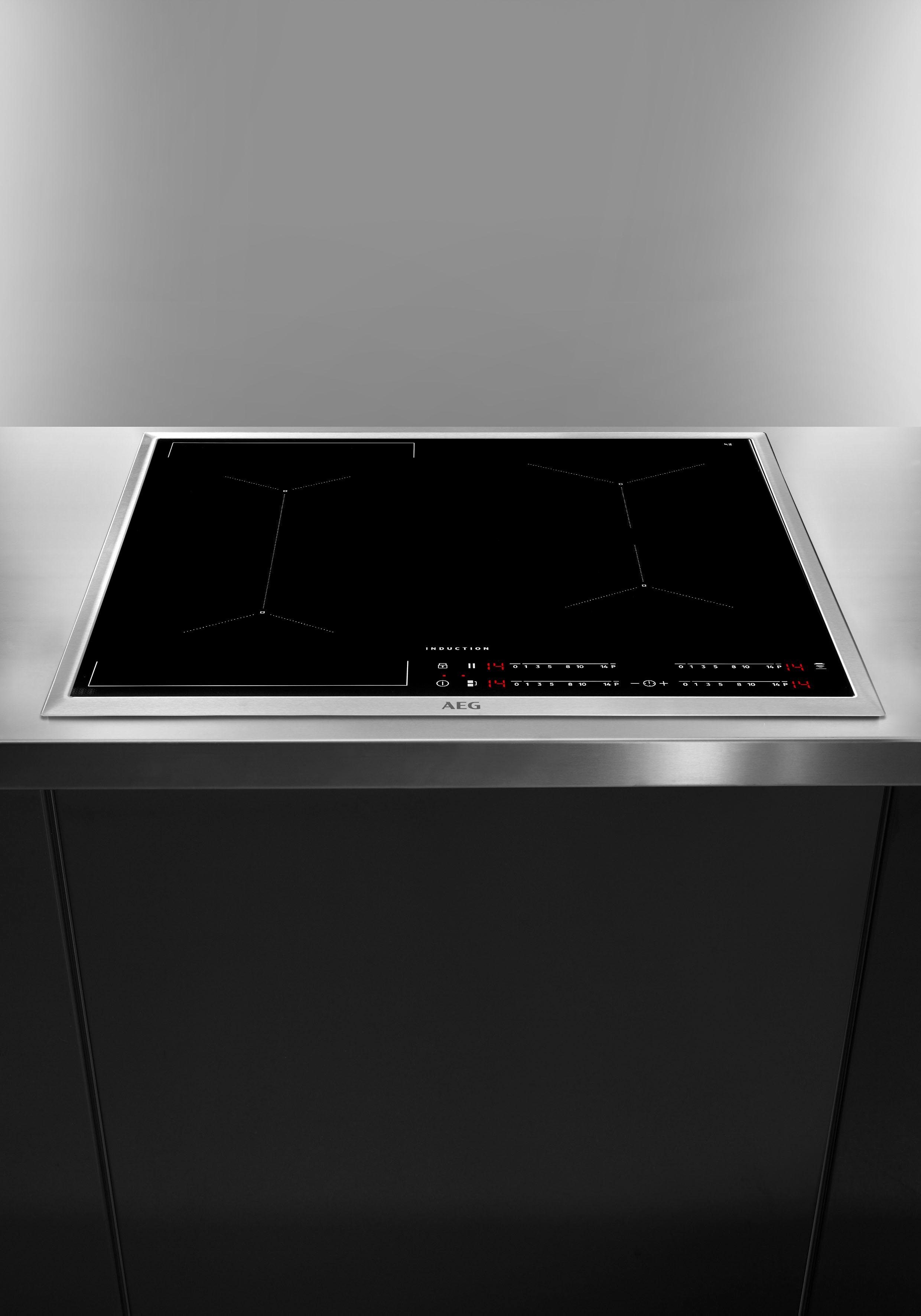 edelstahlfarben Induktions-Kochfeld Hob²Hood Funktion - IKE64441XB, AEG mit