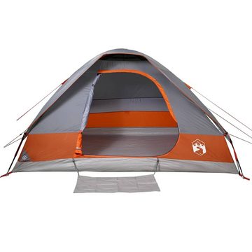 vidaXL Vorzelt Kuppel-Campingzelt 4 Personen Grau und Orange Wasserdicht
