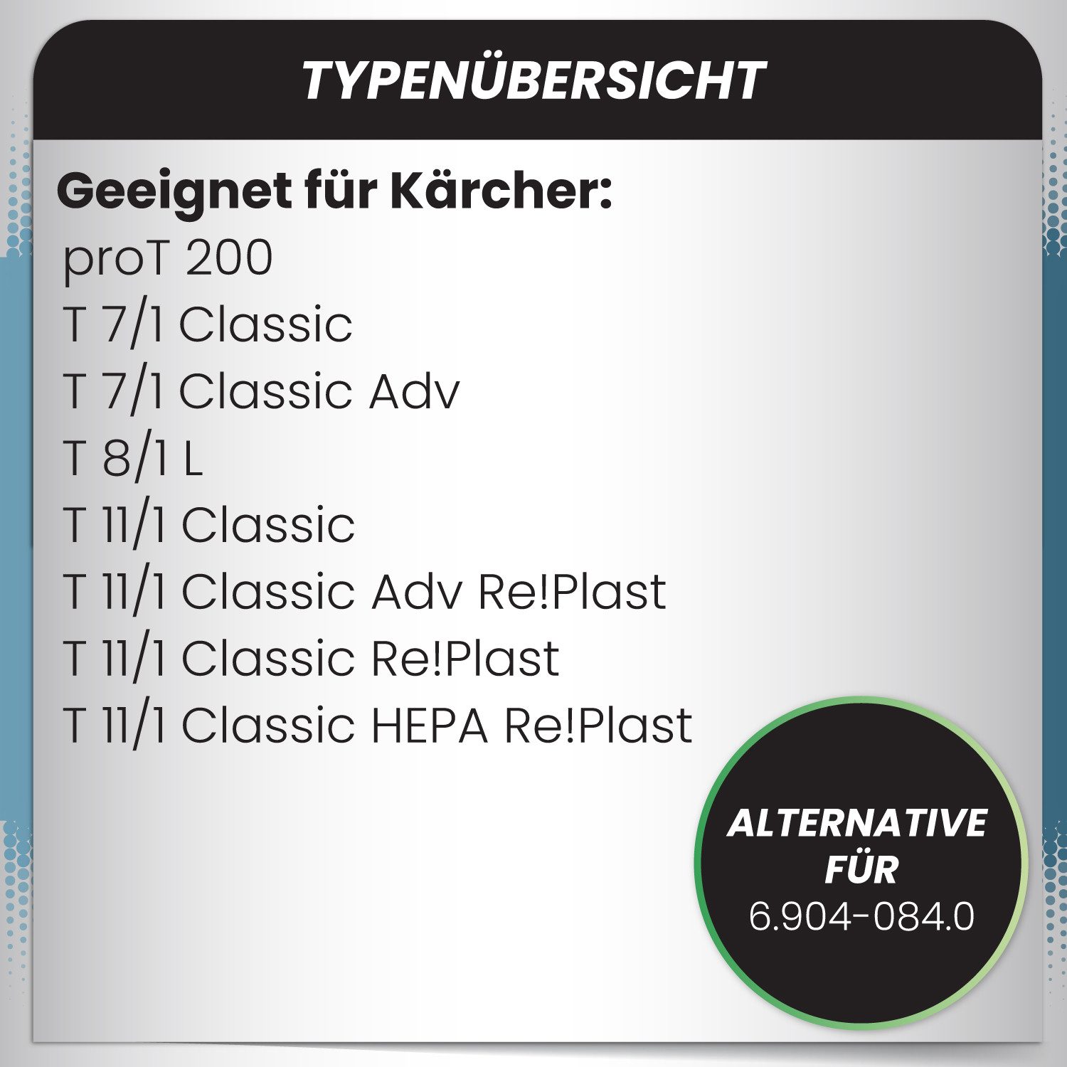 McFilter Staubsaugerbeutel 10 Stück oder 20 Stück, passend für Kärcher T 7/1 Classic, T 8/1 L, proT 200, 10 St., Alternative zu 6.904-084.0