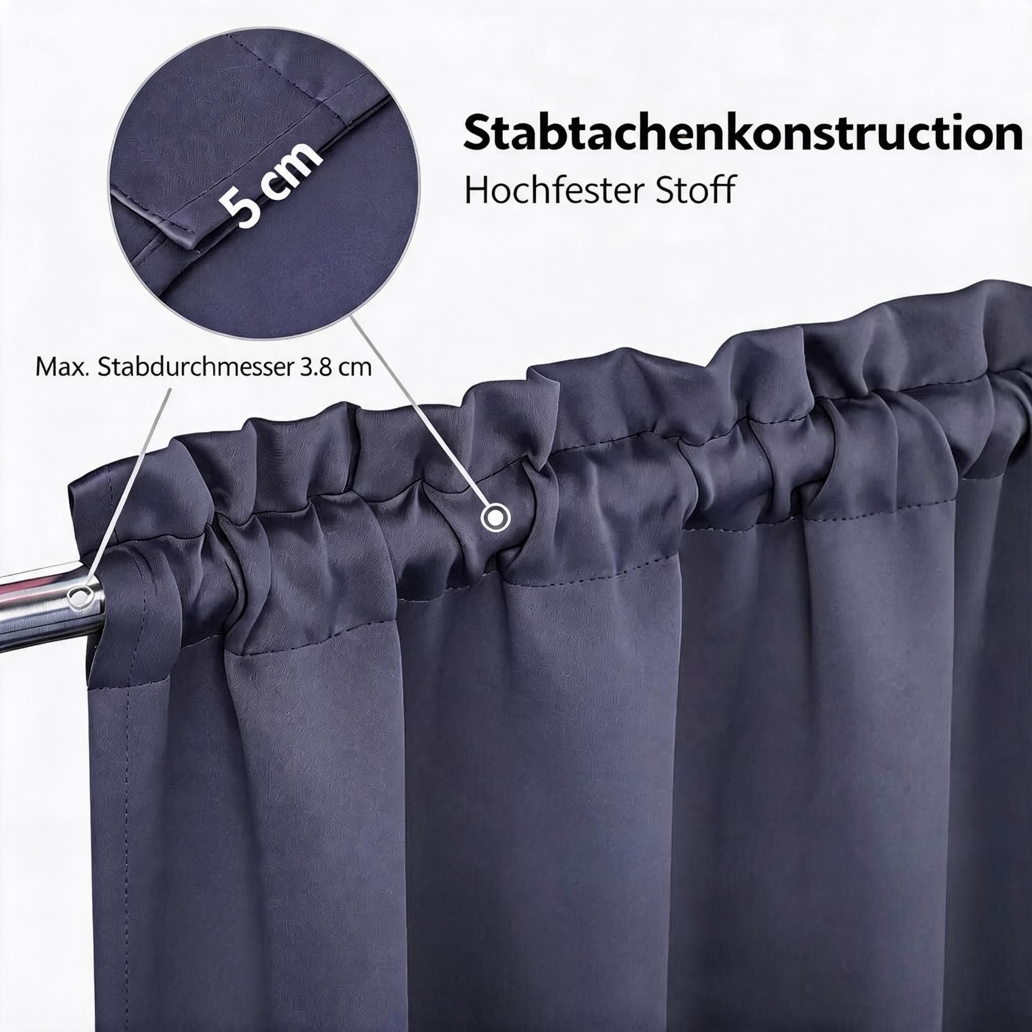 GarveeMore Gardine Verdunkelungsvorhang Scheibengardine Panneaux Kuvertstore, Thermoisolierende Verdunkelungsvorhänge für Küche und kleine Fenster – Bild 5 von 5