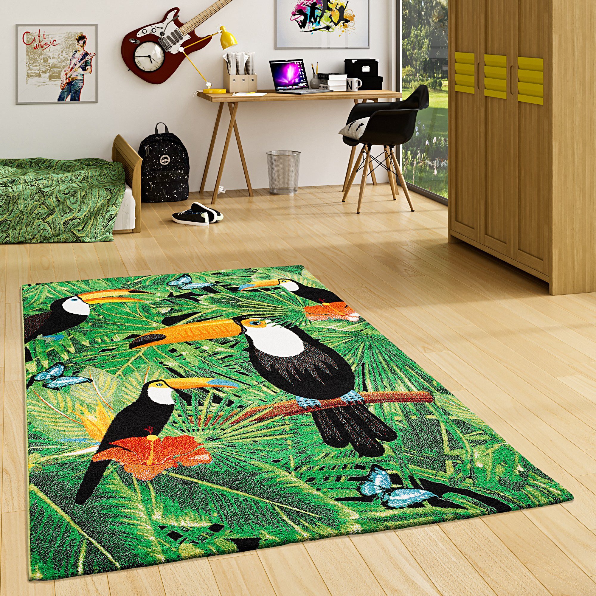Pergamon Kinderteppich Designer Teppich Faro Tropical Tukan, Rechteckig, Höhe: 11 mm