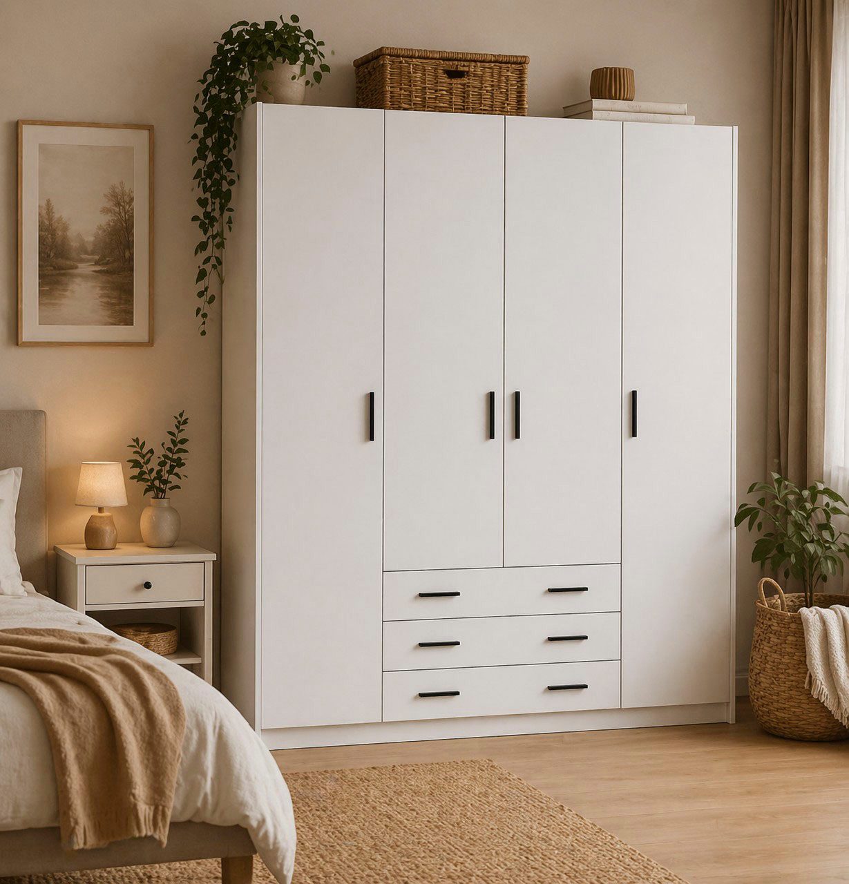 Home affaire Kleiderschrank Sprint, viel Stauraum, robuste Qualität, 3 Breiten 98, 147, 195 cm Breite 98,5/147 oder 195,5 cm, je mit Einlegeböden und Kleiderstange
