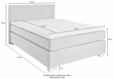 Jockenhöfer Gruppe Boxspringbett Evita, inkl. Topper und Kissen, erhältlich in 140 & 180cm Breite