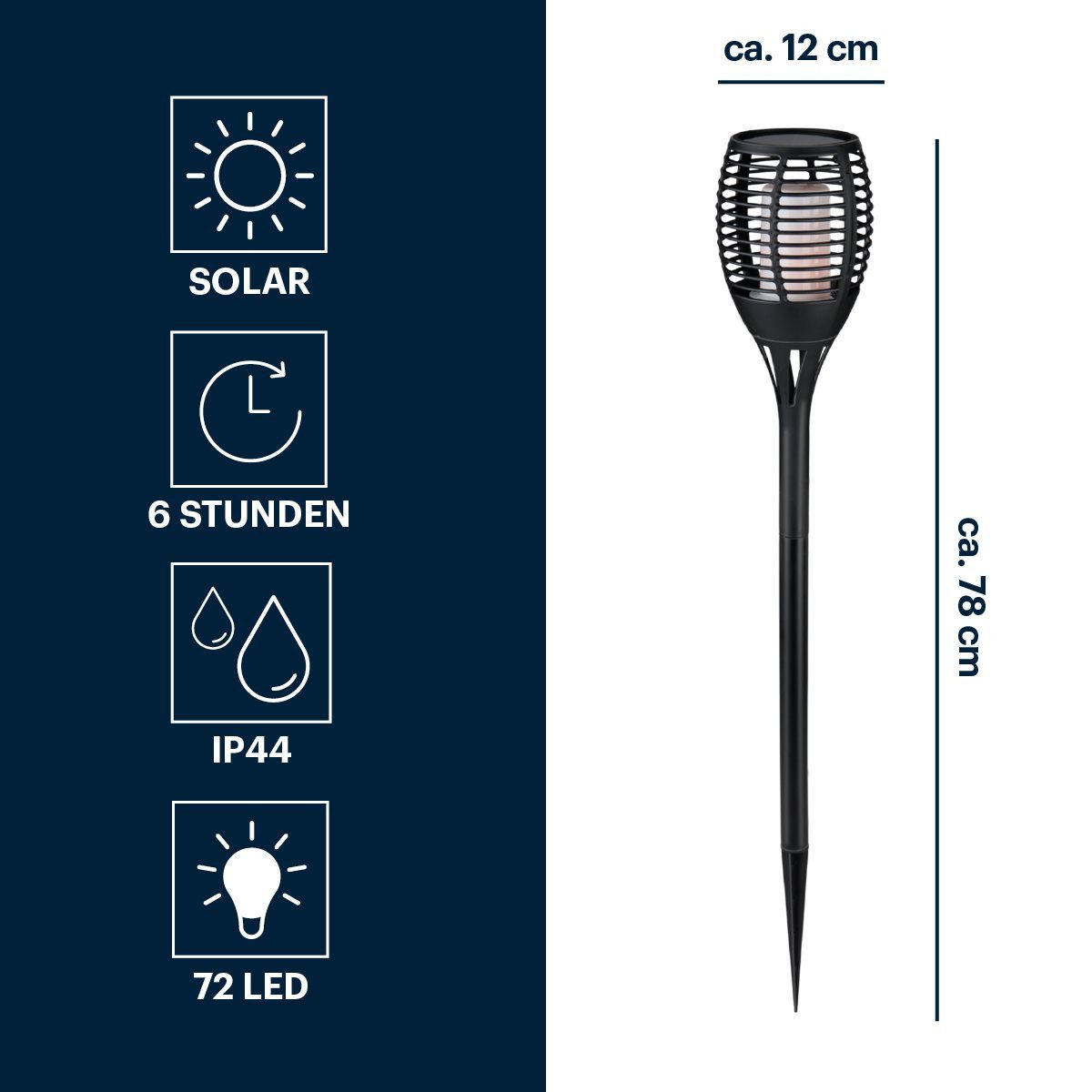 Grundig Gartenleuchte Grundig Solar Gartenfackel 72cm