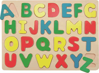 Woodyland Lernspielzeug großes Holzpuzzle zum Thema ABC - Buchstaben erlernen, 26tlg, 26 Teile im Puzzlebrett