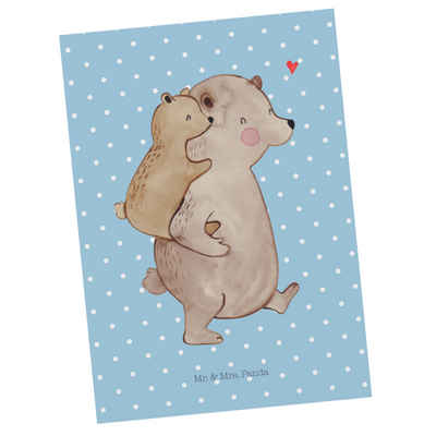 Mr. & Mrs. Panda Postkarte »Papa Bär - Blau Pastell - Geschenk, Vatertag, Ansichtskarte, weltbest«