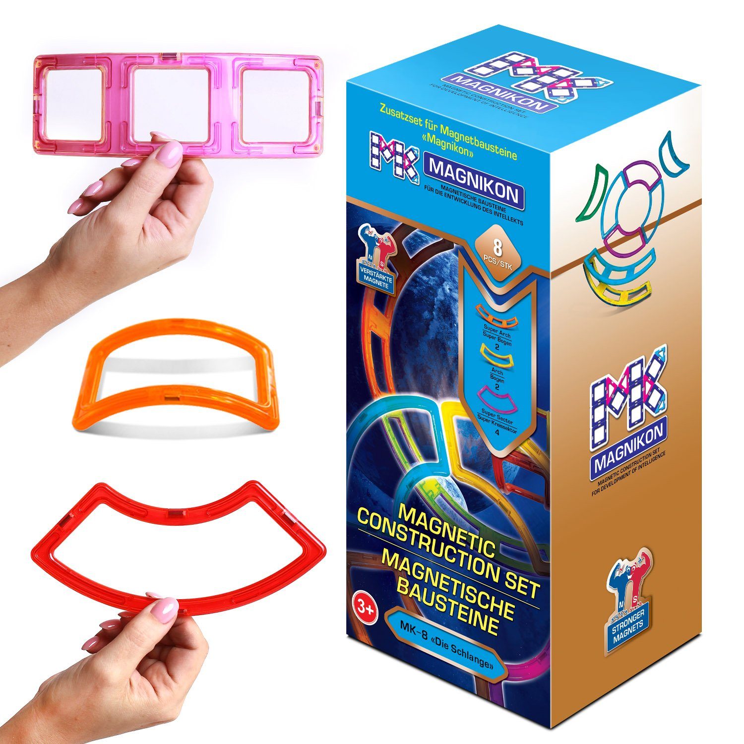 MAGNIKON Magnetspiel Bauklötze Magnetische Bausteine 4 Konusse + 4 Bogen Ma günstig online kaufen