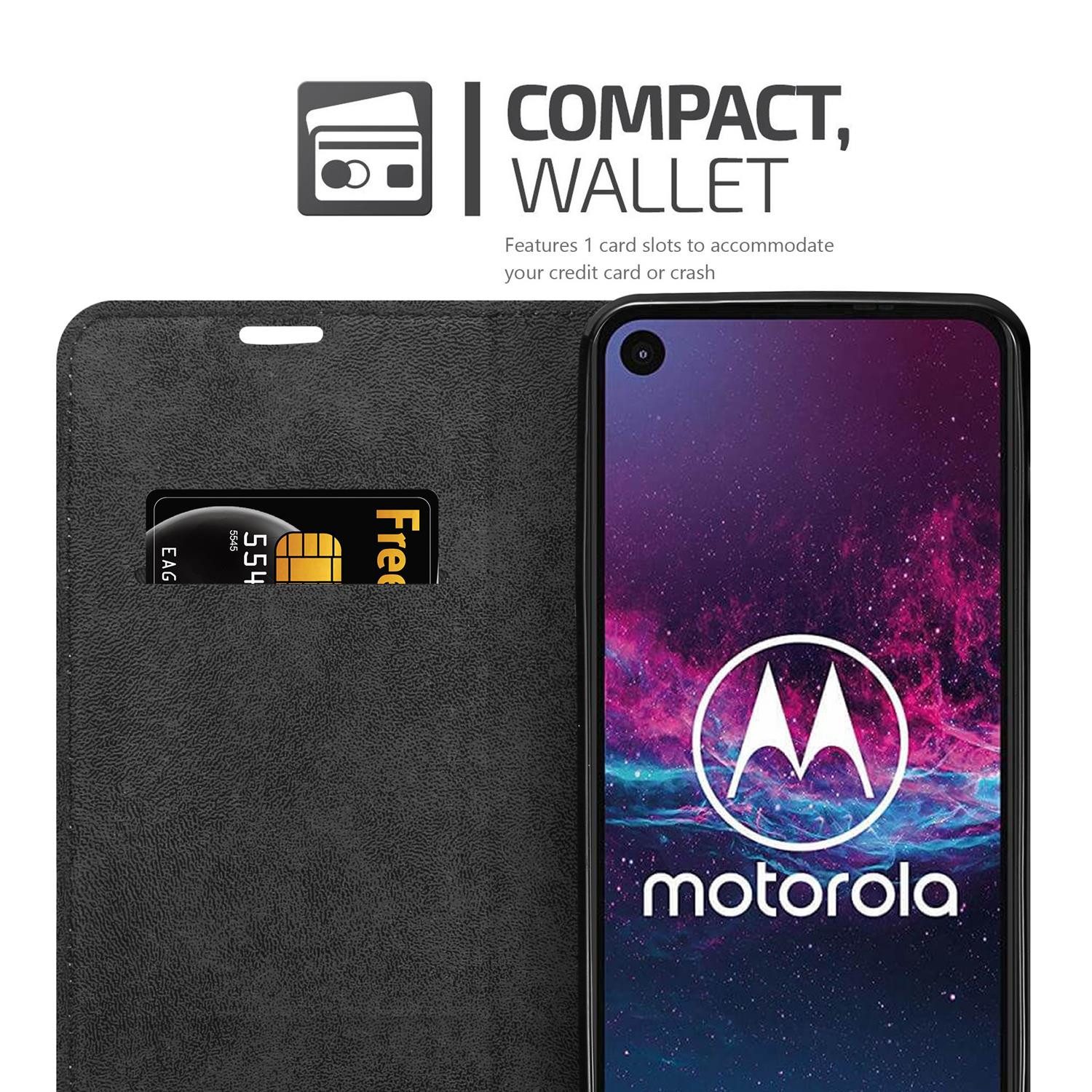 Cadorabo Handyhülle für Motorola ONE ACTION Hülle Motorola ONE ACTION, Hülle Schutzhülle mit Standfunktion, Magnetverschluss und Kartenfach