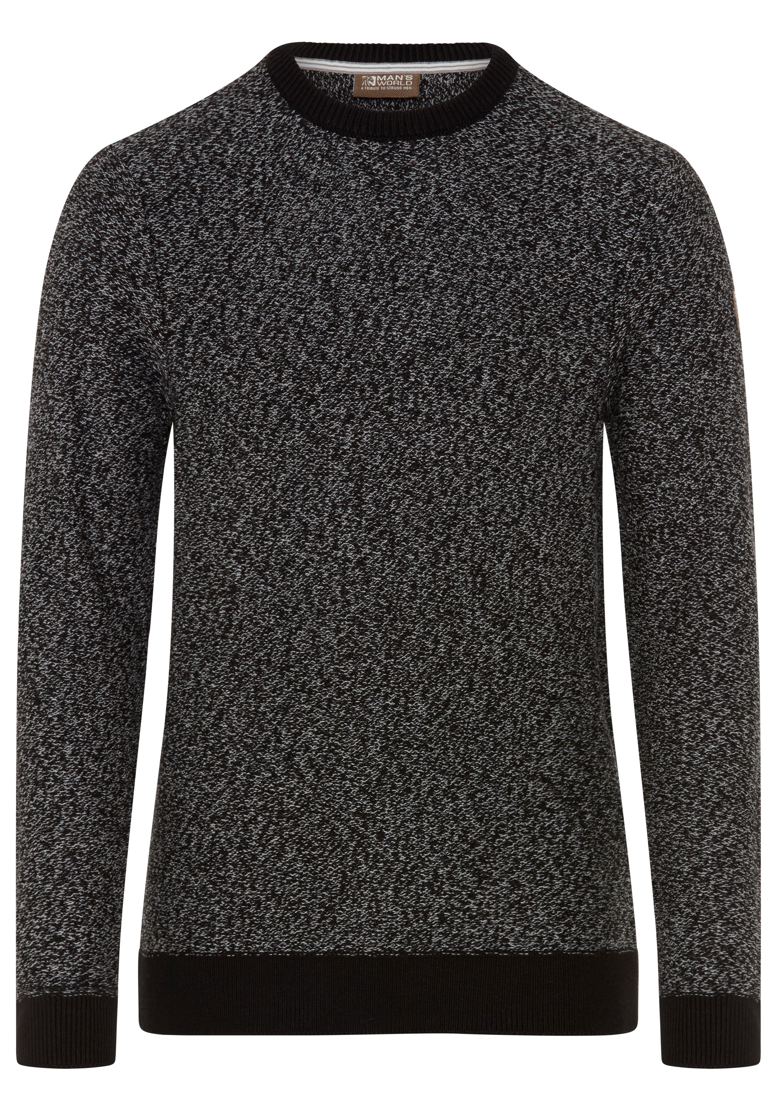 Man's World Rundhalspullover Neue Kollektion! Highlight Strukturqualität mit Rippbündchen am Ausschnitt, Strickmaterial, melierte Optik
