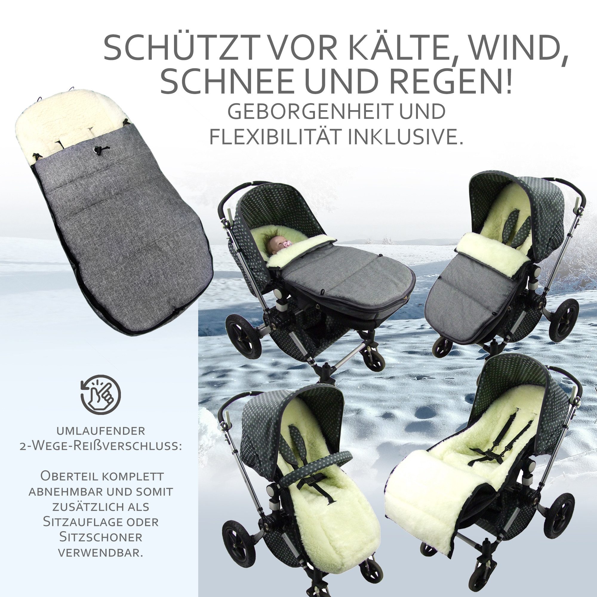 BambiniWelt by Rafael K. Fußsack Winterfußsack kompatibel mit Bugaboo Cameleon, mit Wolle (Mod-K)