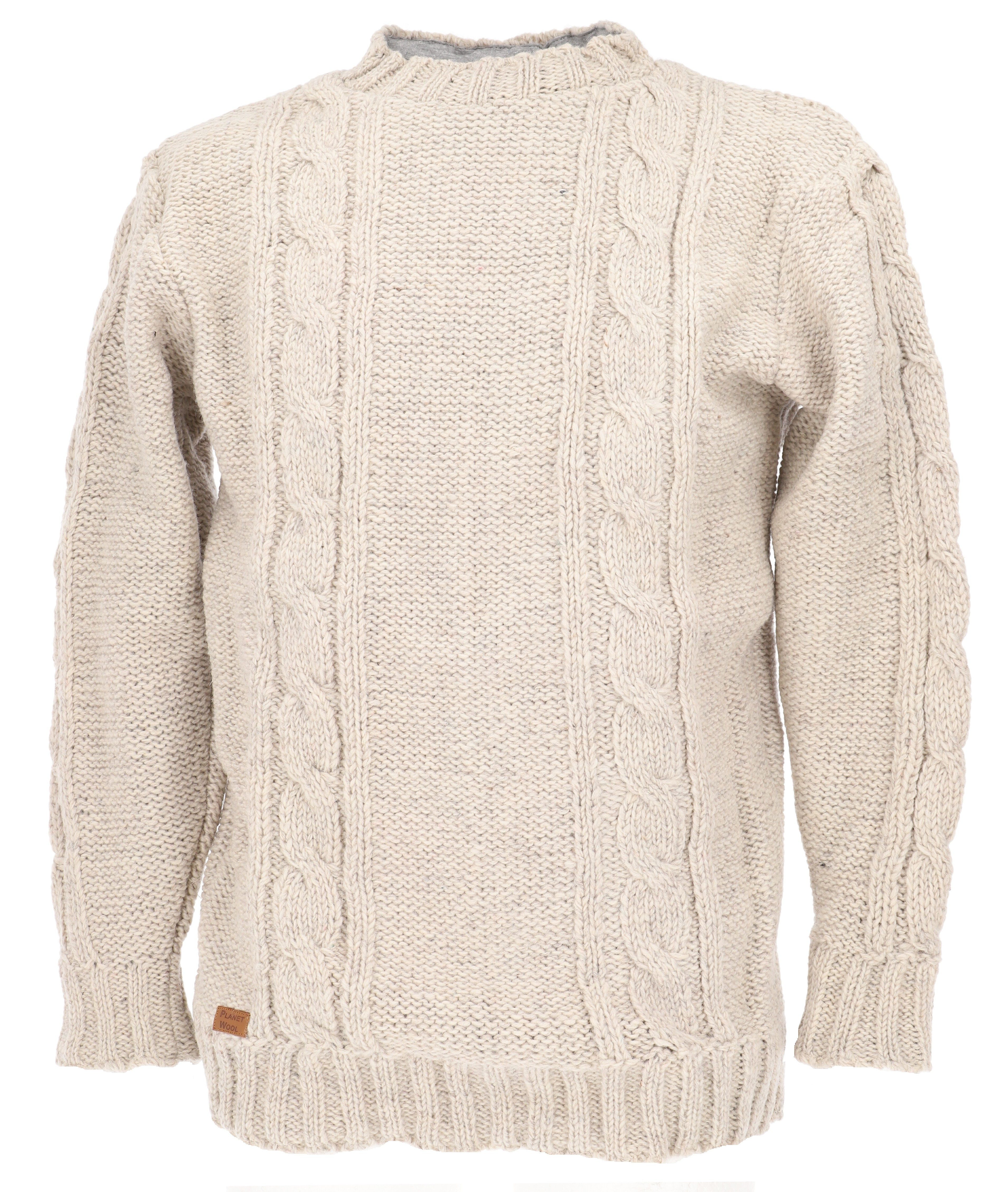 Guru-Shop Sweater Dicker Unisex Wollpullover mit Zopfmuster und..
