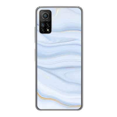 MuchoWow Handyhülle Marmor - Welle - Blau - Muster - Marmoroptik - Pastell, Phone Case, Handyhülle Xiaomi Mi 10T, Silikon, Schutzhülle