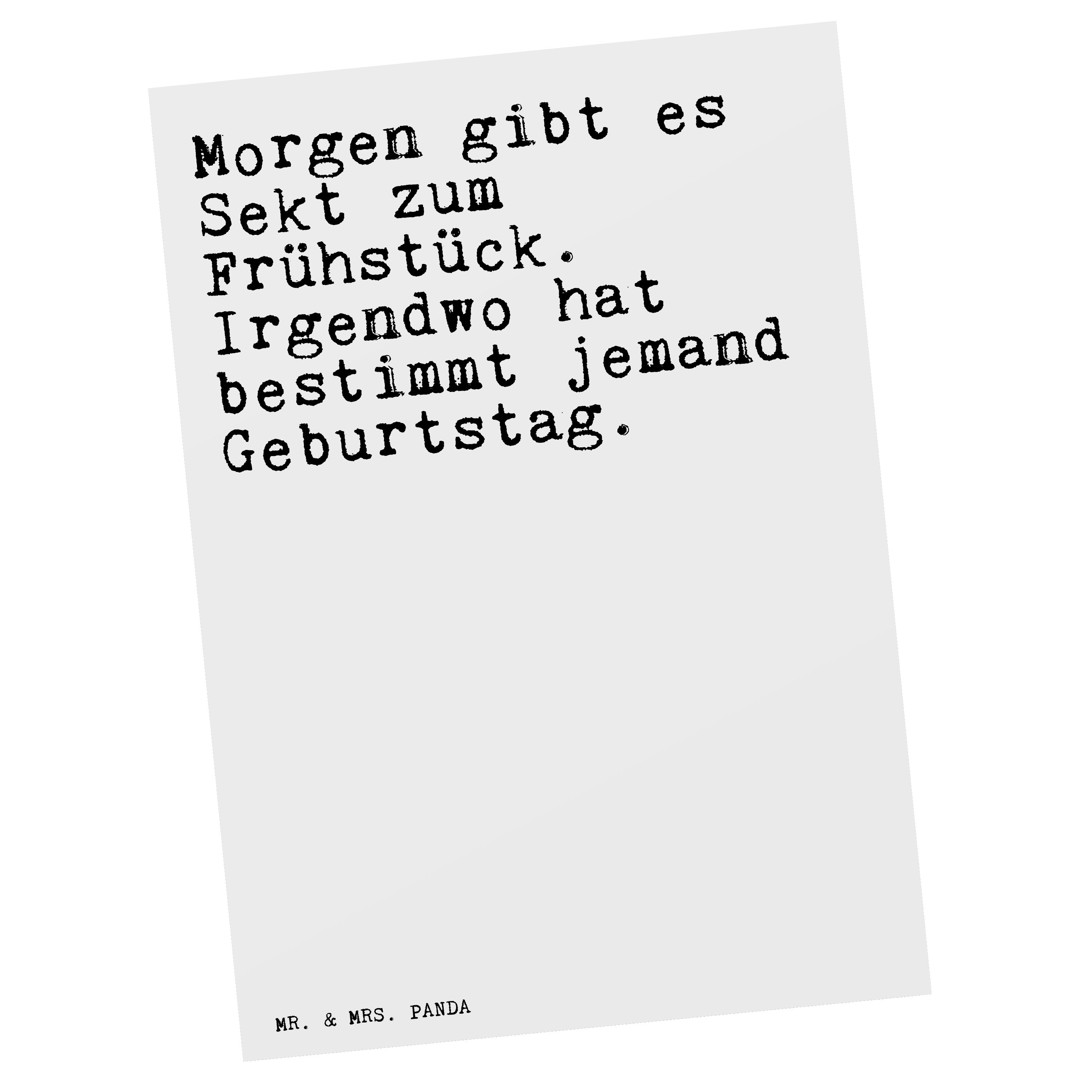 Mr. & Mrs. Panda Postkarte gibt es Sekt... Weiß Lustig