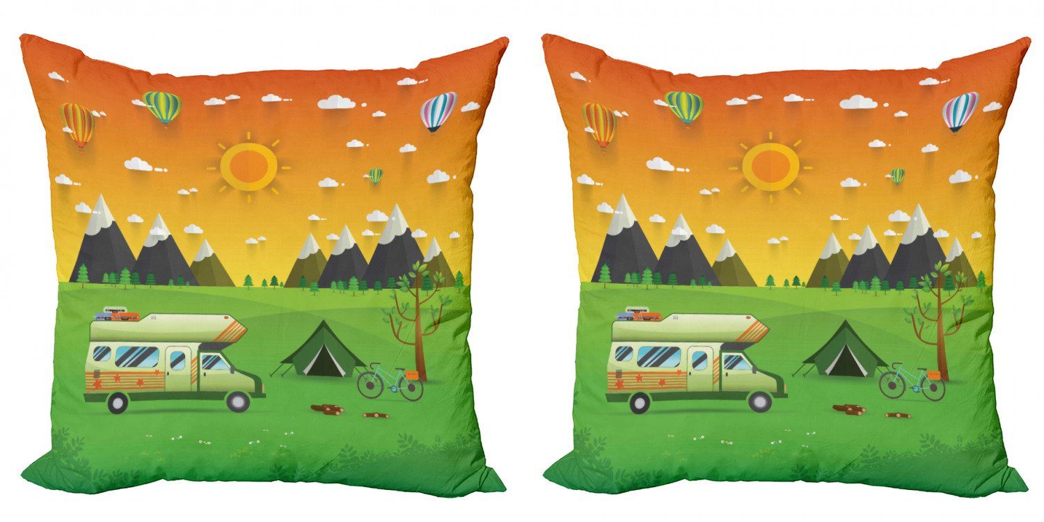 Kissenbezüge Modern Accent Doppelseitiger Digitaldruck, Abakuhaus (2 Stück), Camping Nationalpark-Landschaft | Kissenbezüge