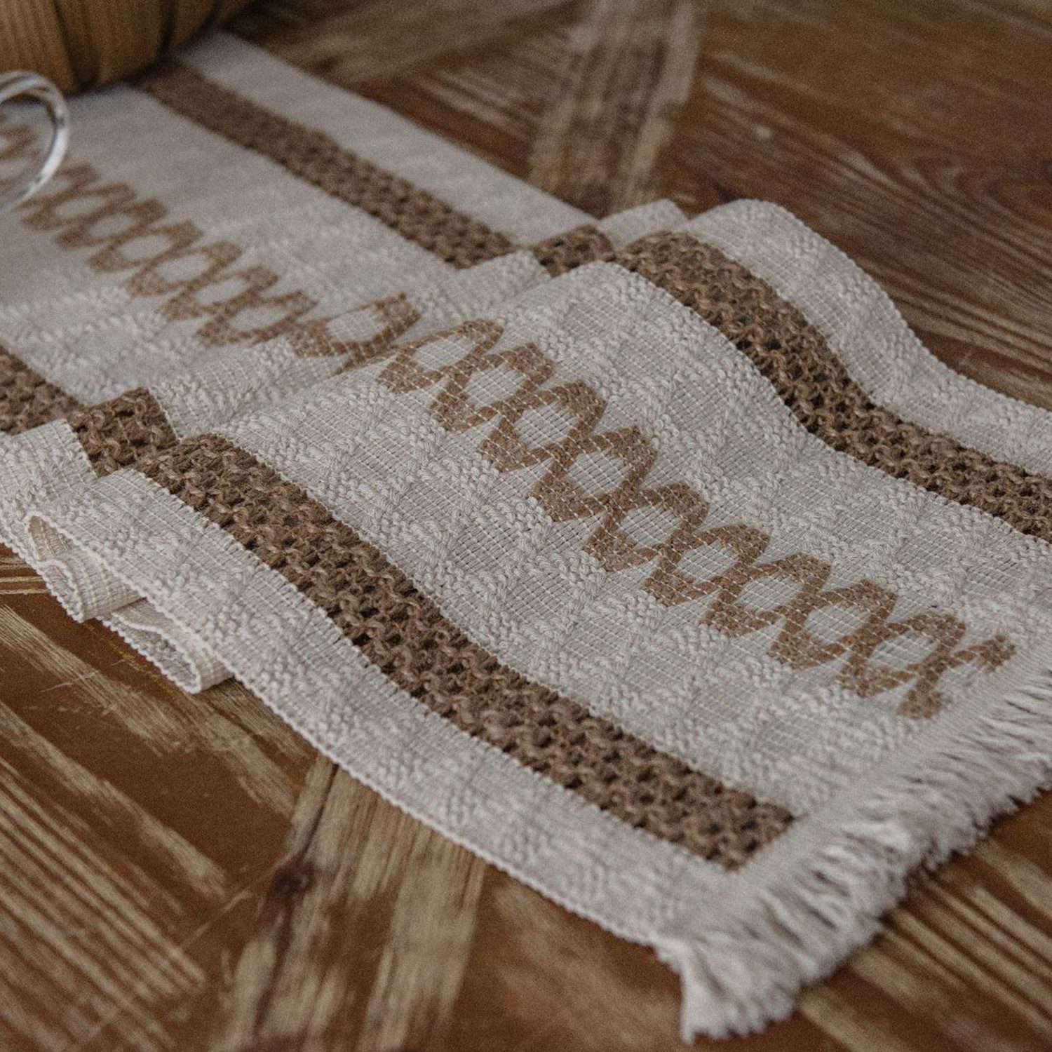 LAPAPRO Tischläufer Baumwoll Leinen Tischläufe,Hohlweben Bauernhaus Stil Tischdekoration, 30cm wide and 120 cm long