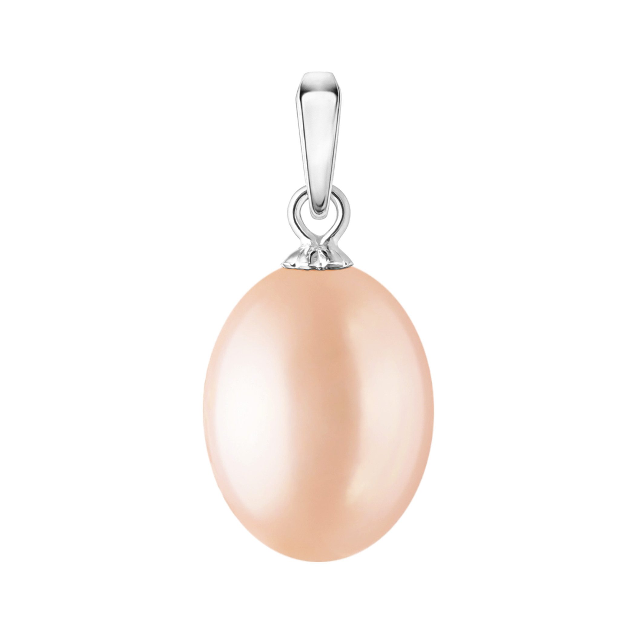 Gaura Pearls Perlenanhänger echte rosa Süßwasserzuchtperle, 925er rhodiniertes Silber