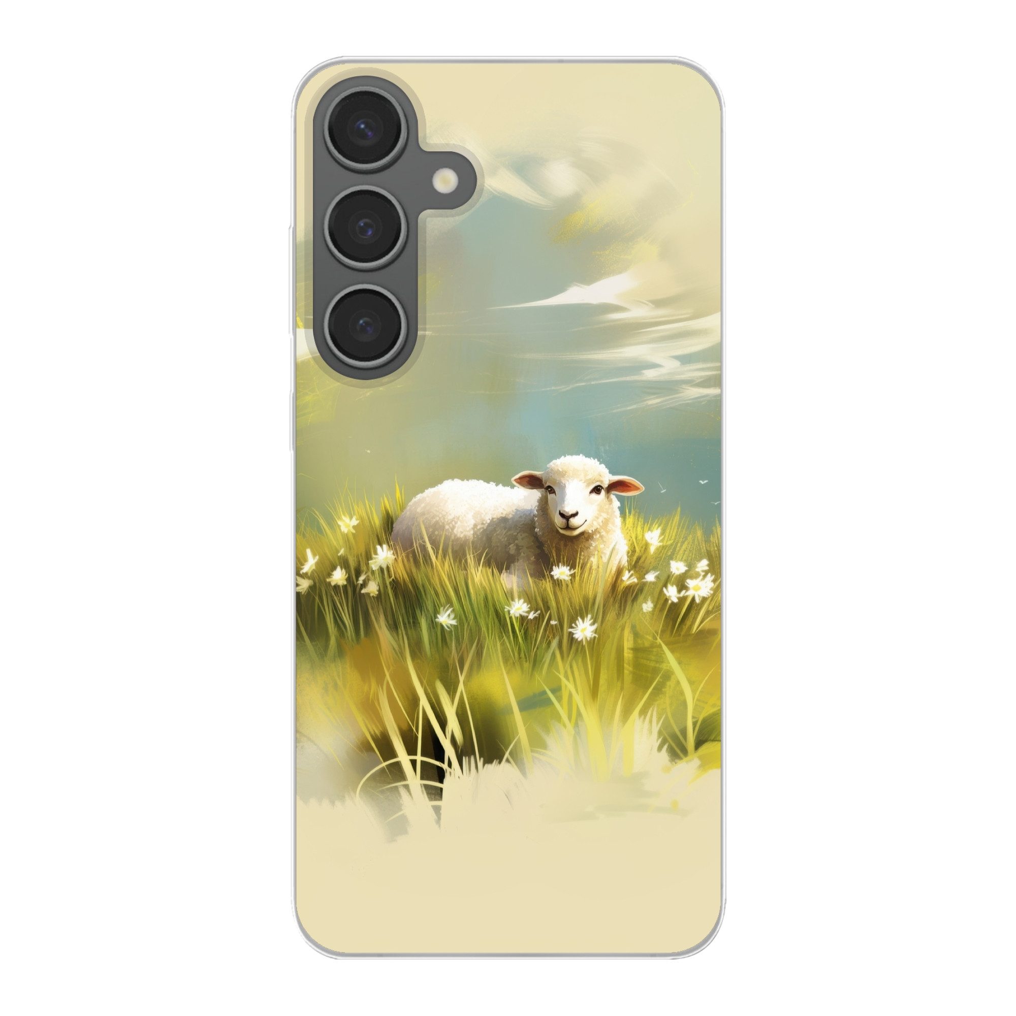 MuchoWow Handyhülle für Samsung Galaxy S24 Plus Schafe - Wiese - Grün, Phone Case, Silikon, Schutzhülle Dünn