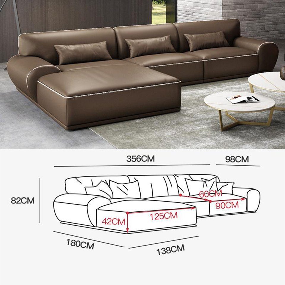 Braun Couch Design JVmoebel Esk L-form Ecksofa Ecksofa, Ledersofa Wohnlandschaft Modern Sofas
