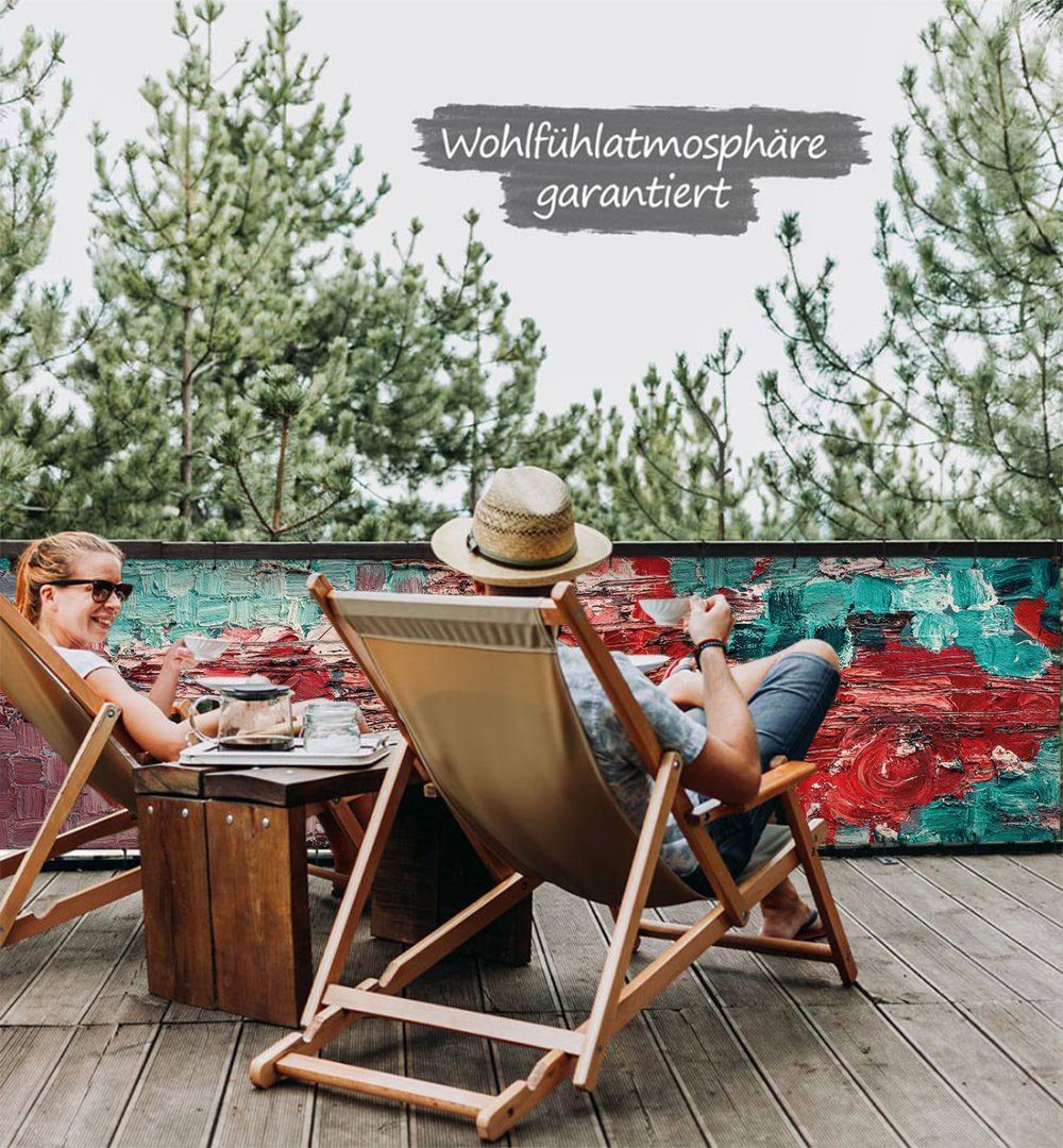 Thumbnail - MyMaxxi Sichtschutzelement Balkonbanner Gemälde türkis Balkon Sichtschutz Garten, (Bambus grün)