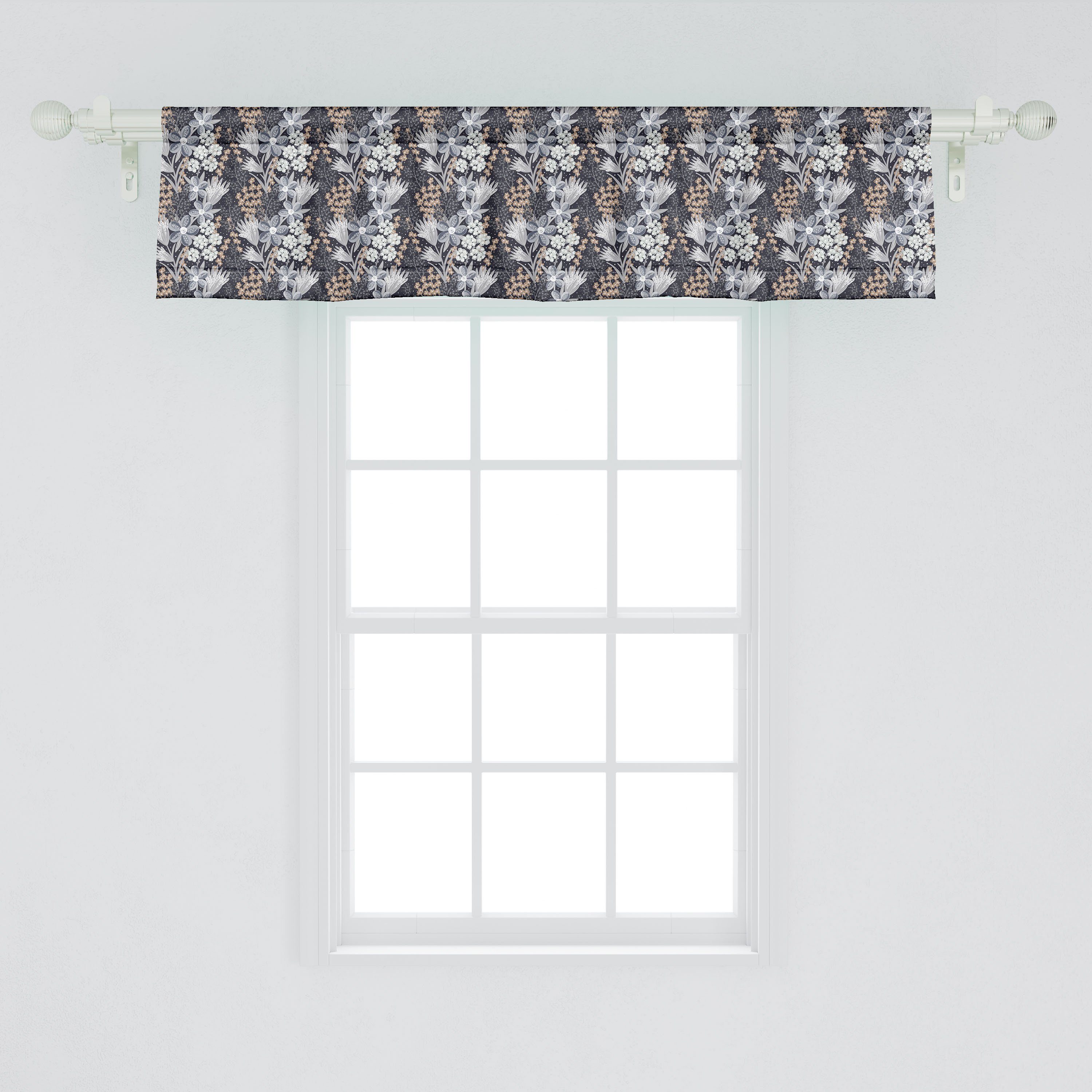 Scheibengardine Vorhang Volant Abakuhaus, Dekor für Microfaser, Stangentasche, Kind Vintage mit Blumen Schlafzimmer Küche Different Flora