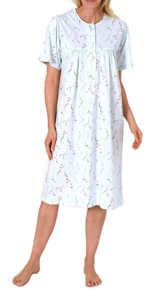 Normann Nachthemd Elegantes frauliches Damen kurzarm Nachthemd mit Knopfleiste am Hals