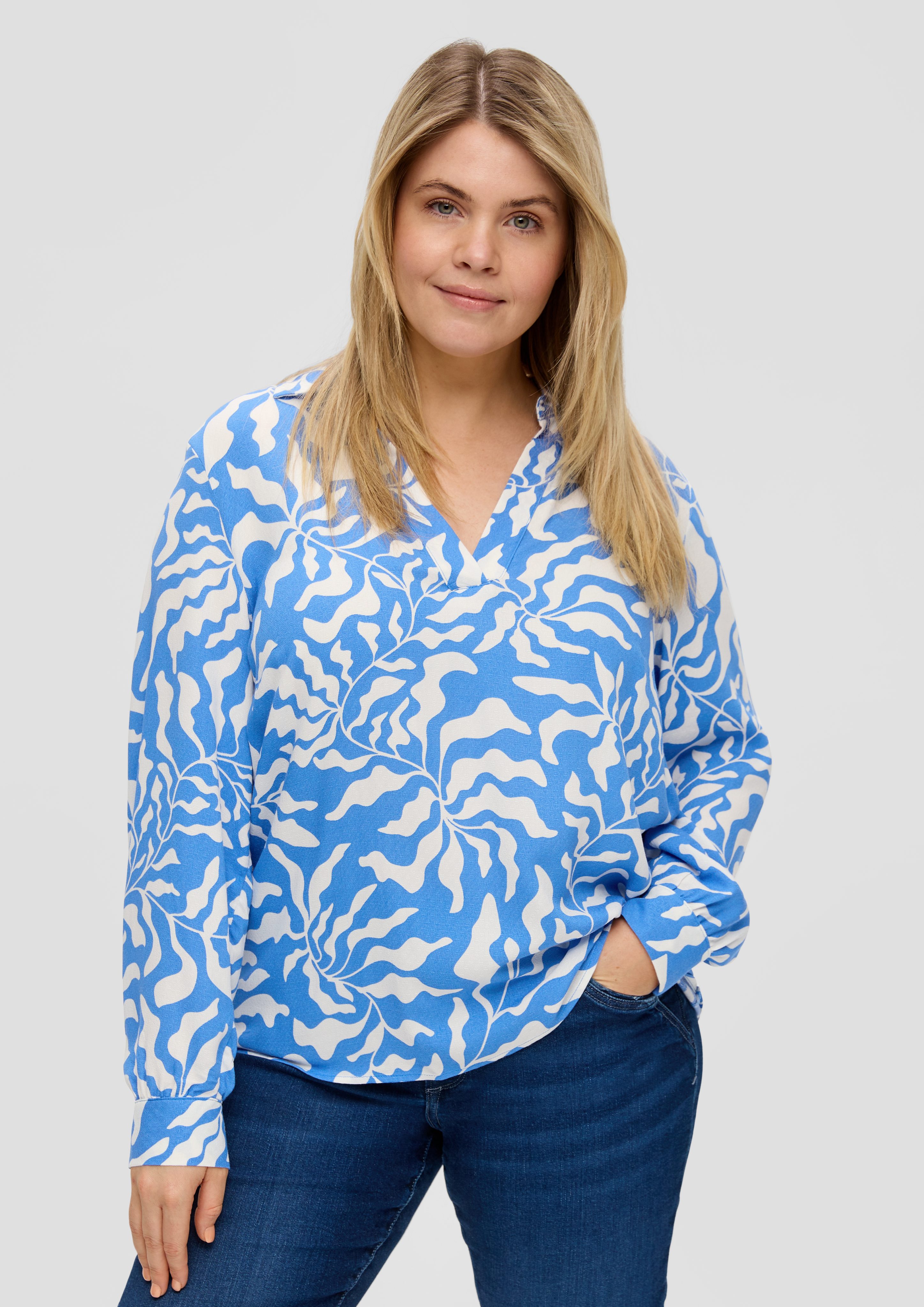 Langarmbluse Viskosebluse mit All-over-Print