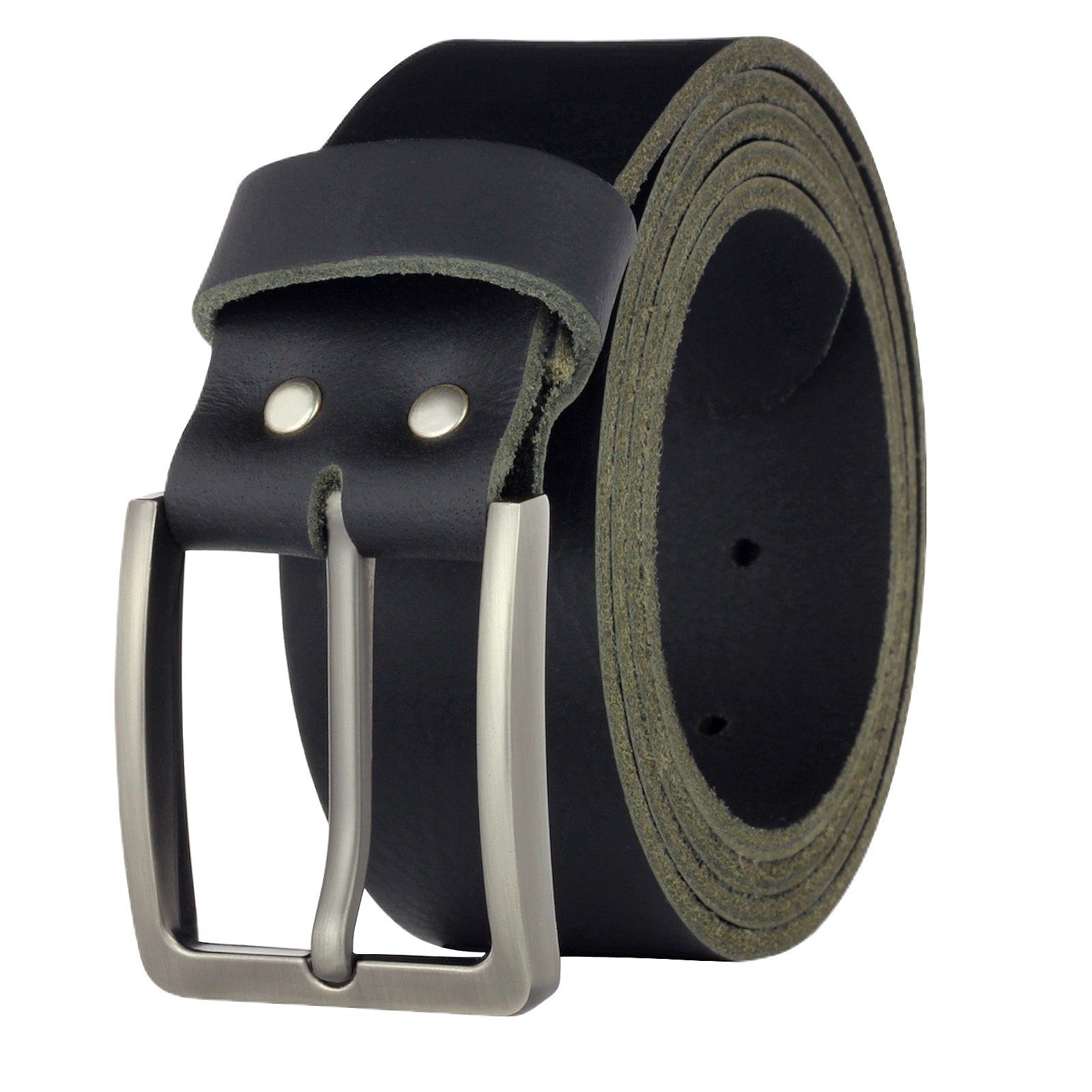 Manza Ledergürtel Gürtel Ledergürtel Schwarz 4cm breit Vollleder Jeansgürtel Unisex Kürzbar