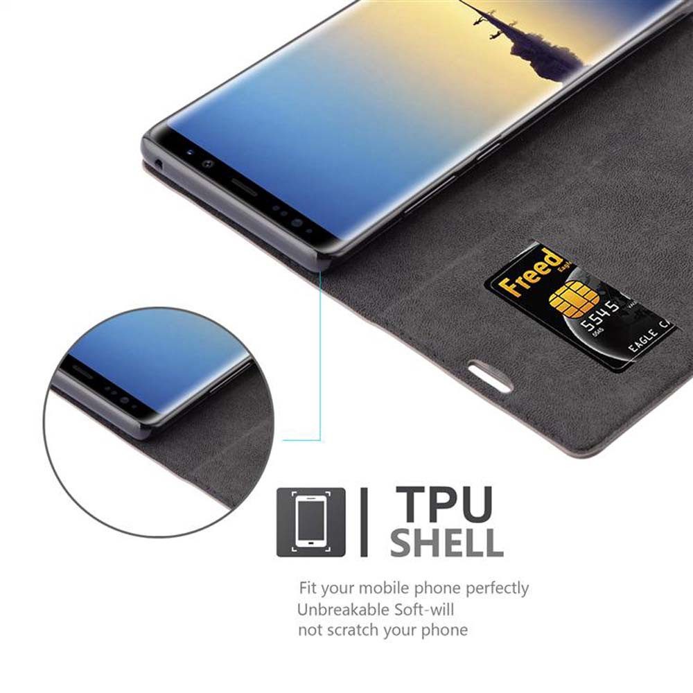 Cadorabo Handyhülle für Samsung Galaxy NOTE 8 Hülle Samsung Galaxy NOTE 8, Hülle Schutzhülle mit Standfunktion, Magnetverschluss und Kartenfach