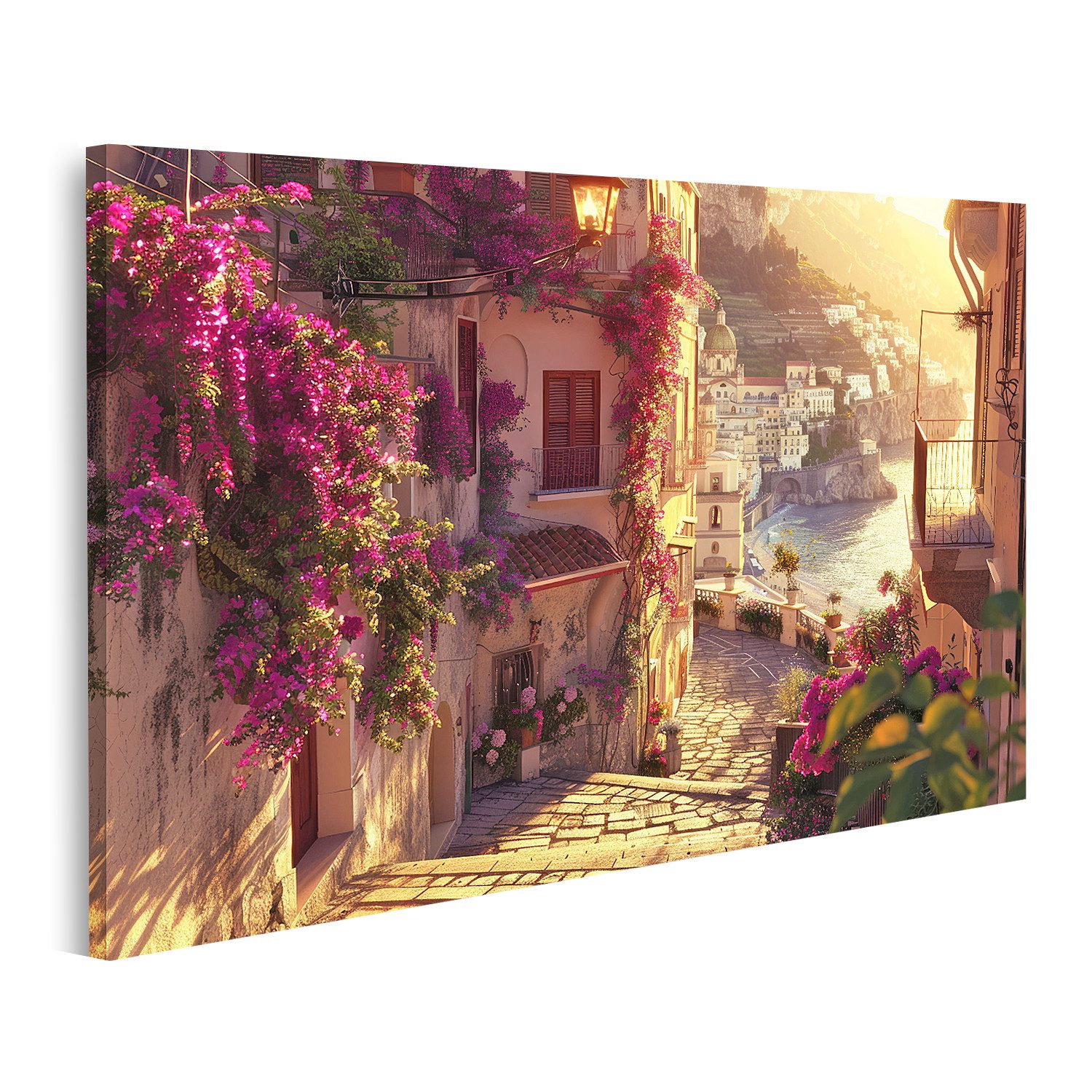 islandburner Leinwandbild, Sonnenuntergang an der italienischen Küste günstig online kaufen