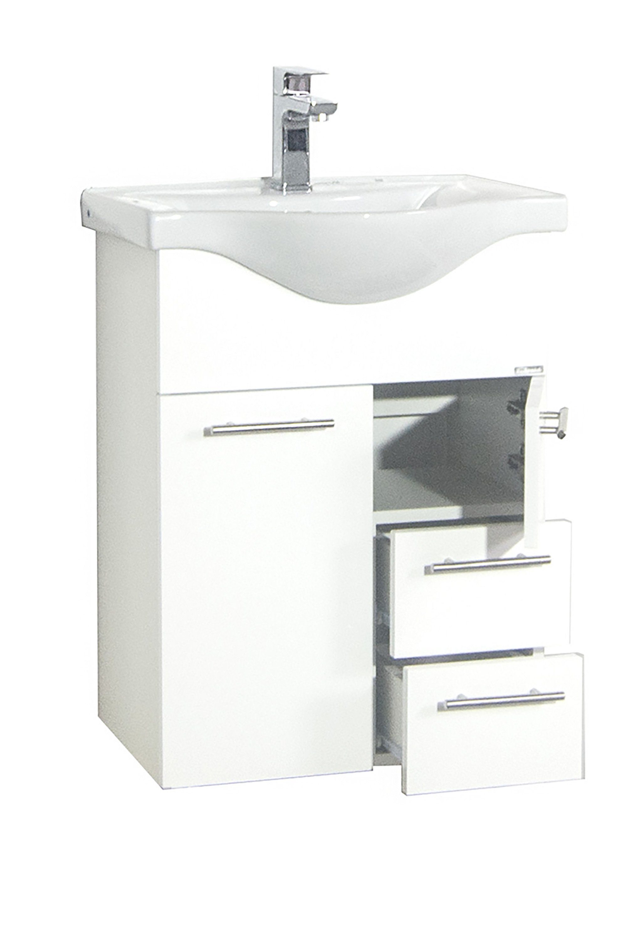 VCM Waschtisch Lisalo 2er Set B. 55 x T. 45 x H. 81 cm (Set, 2-St., 1x Unterschrank 1x Waschbecken), 2 Türen, 1 Fach, inklusive Waschbecken, pflegeleicht, Staur – Bild 3 von 4