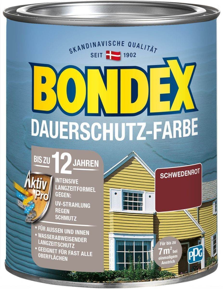 Bondex Wetterschutzfarbe BONDEX Dauerschutz Farbe 0,75L, Holzfarbe, Hochdeckend, Schwedenrot