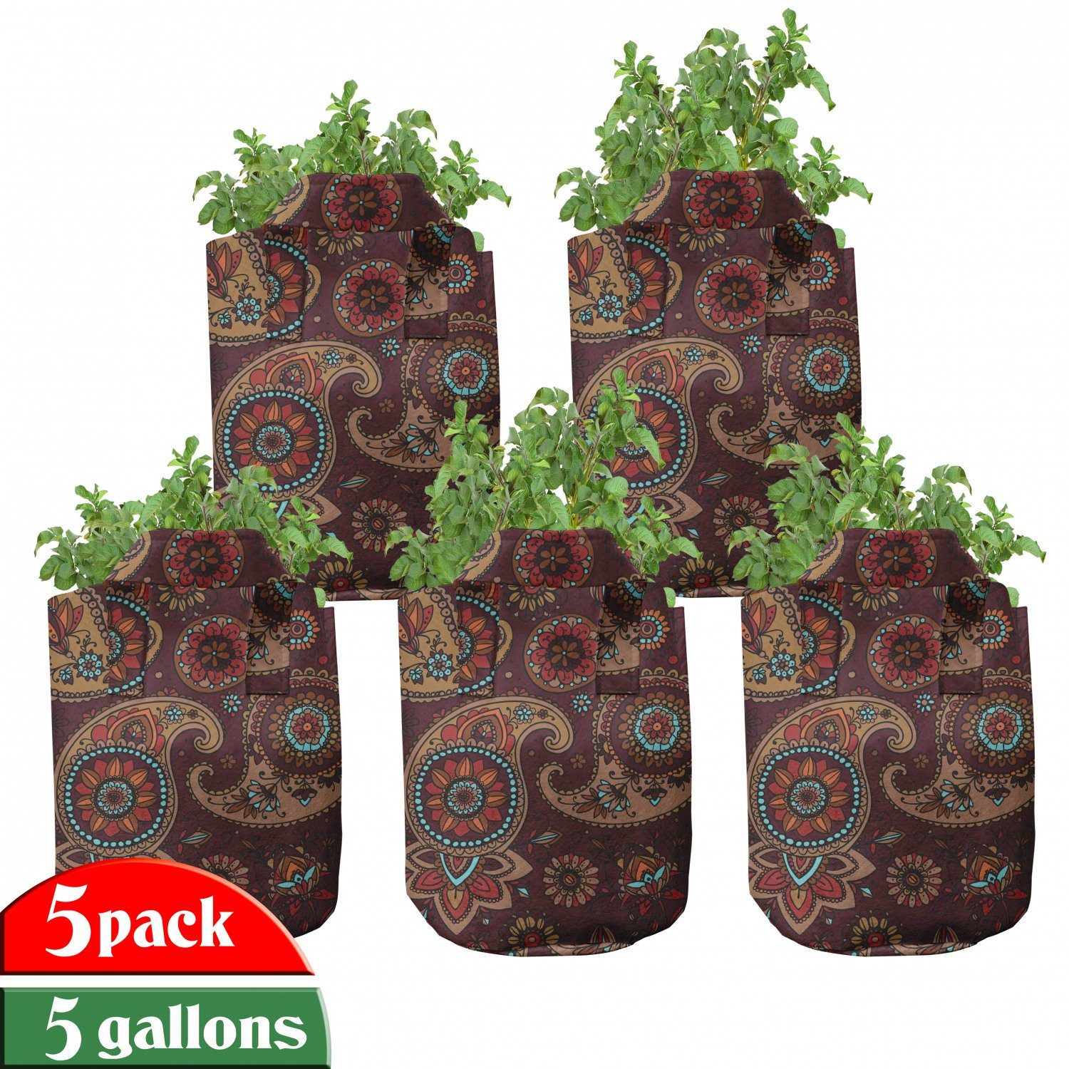 Abakuhaus Pflanzkübel hochleistungsfähig Stofftöpfe mit Griffen für Pflanzen, Paisley Naher Osten Tribual | Pflanzkübel