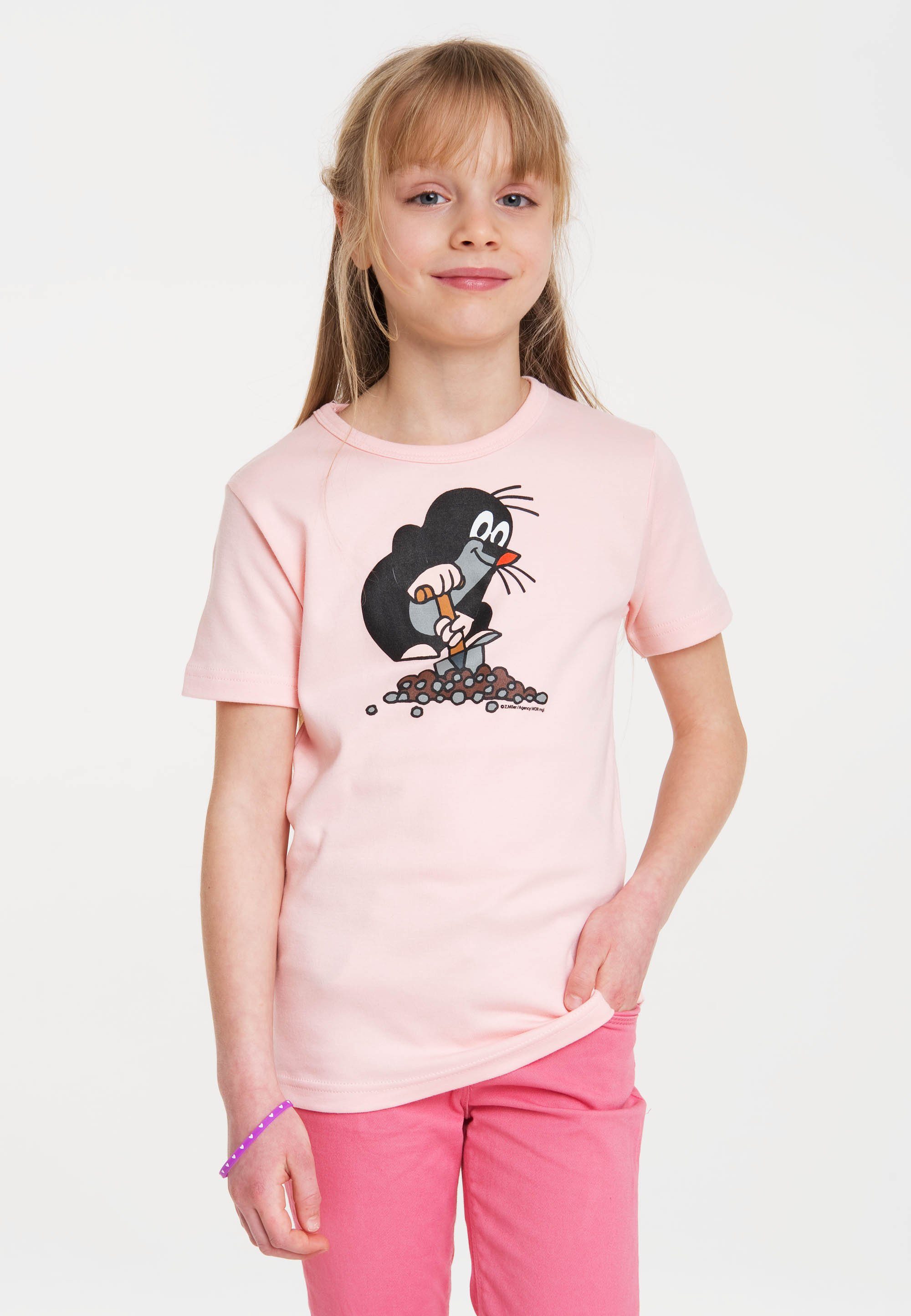 LOGOSHIRT T-Shirt Der kleine Maulwurf hellrosa mit Print coolem