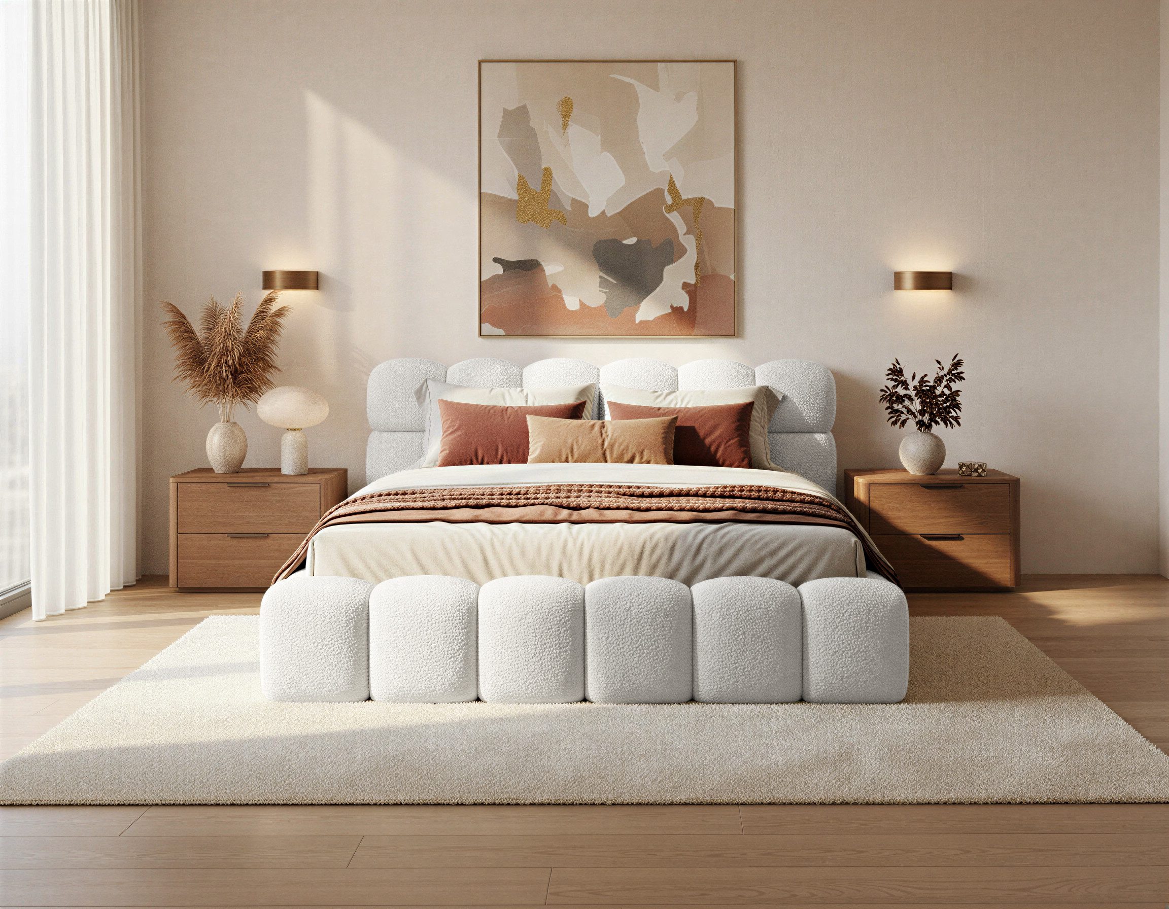 yourhouse24 Polsterbett Boston Slim Bouclé kompaktes Wolkenbett mit Bettkas günstig online kaufen