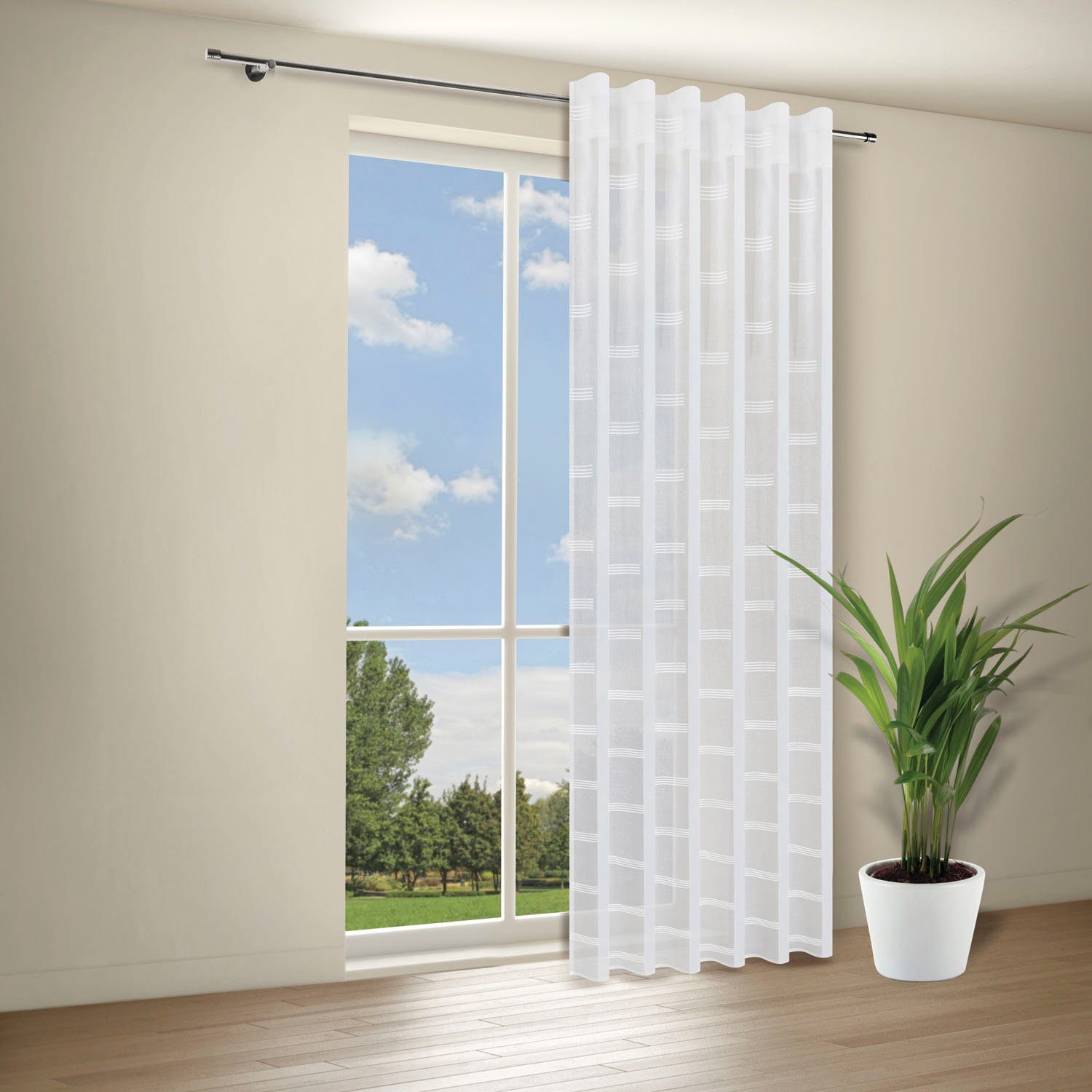 Gerster Gardine "Karin" Kräuselband 1 Stk. tlg. Moderner Fertigschal günstig online kaufen