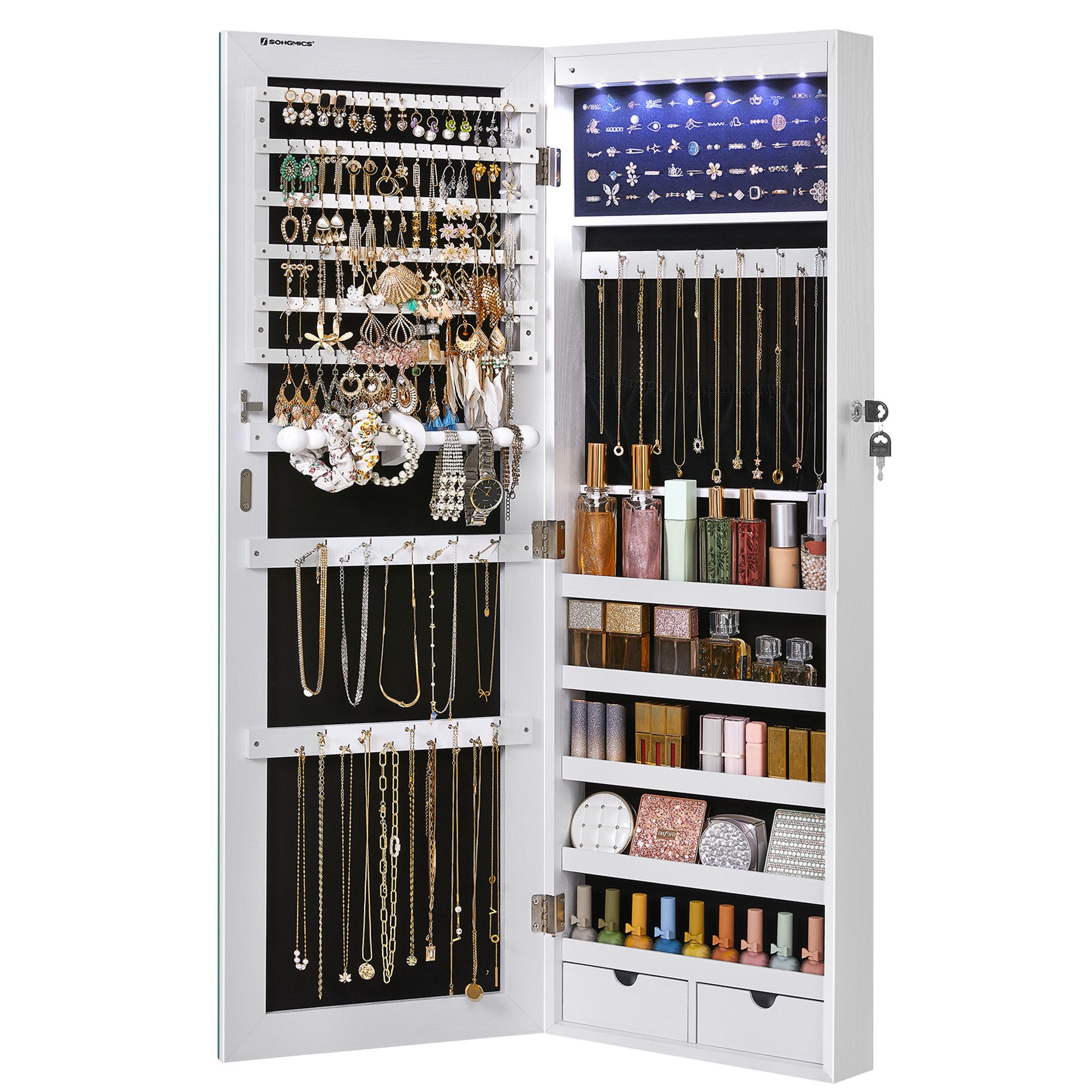 SONGMICS Schmuckschrank Spiegelschrank mit LED und günstig online kaufen