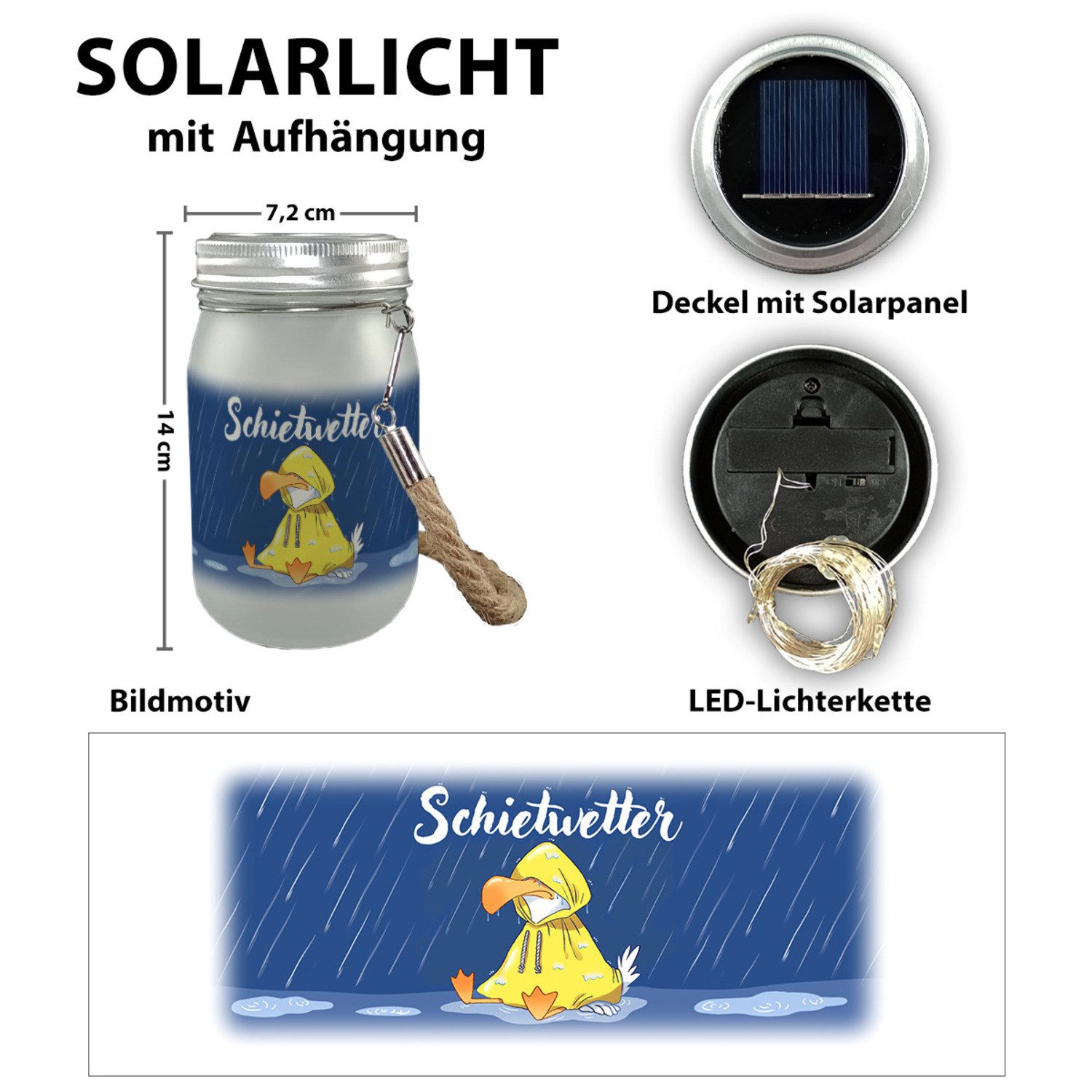 speecheese Dekolicht Möwe Solarlicht mit Spruch Schietwetter