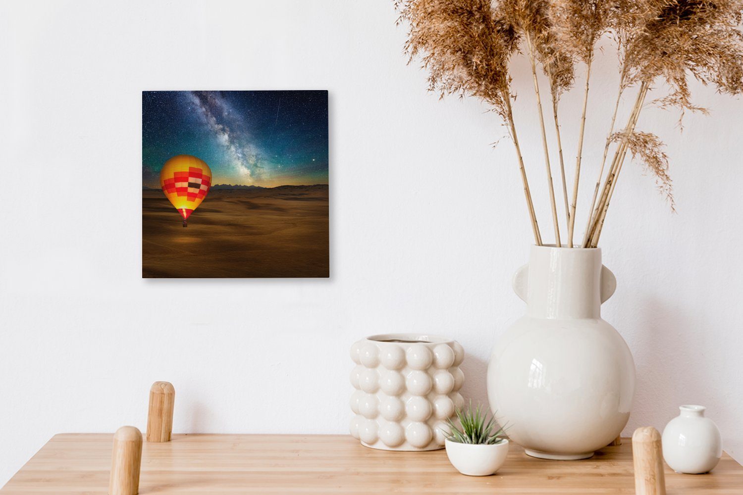 OneMillionCanvasses® - Sand, St), Bilder Schlafzimmer Leinwand Wohnzimmer Sternenhimmel - für Heißluftballon Leinwandbild (1