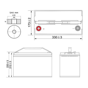 Sunstone Power 12V 100AH (10hr) Gel Batterie PV Stromspeicher USV Notstrom Bleiakkus 100000 mAh (12 V), wiederaufladbar, wartungsfrei, zyklenfest