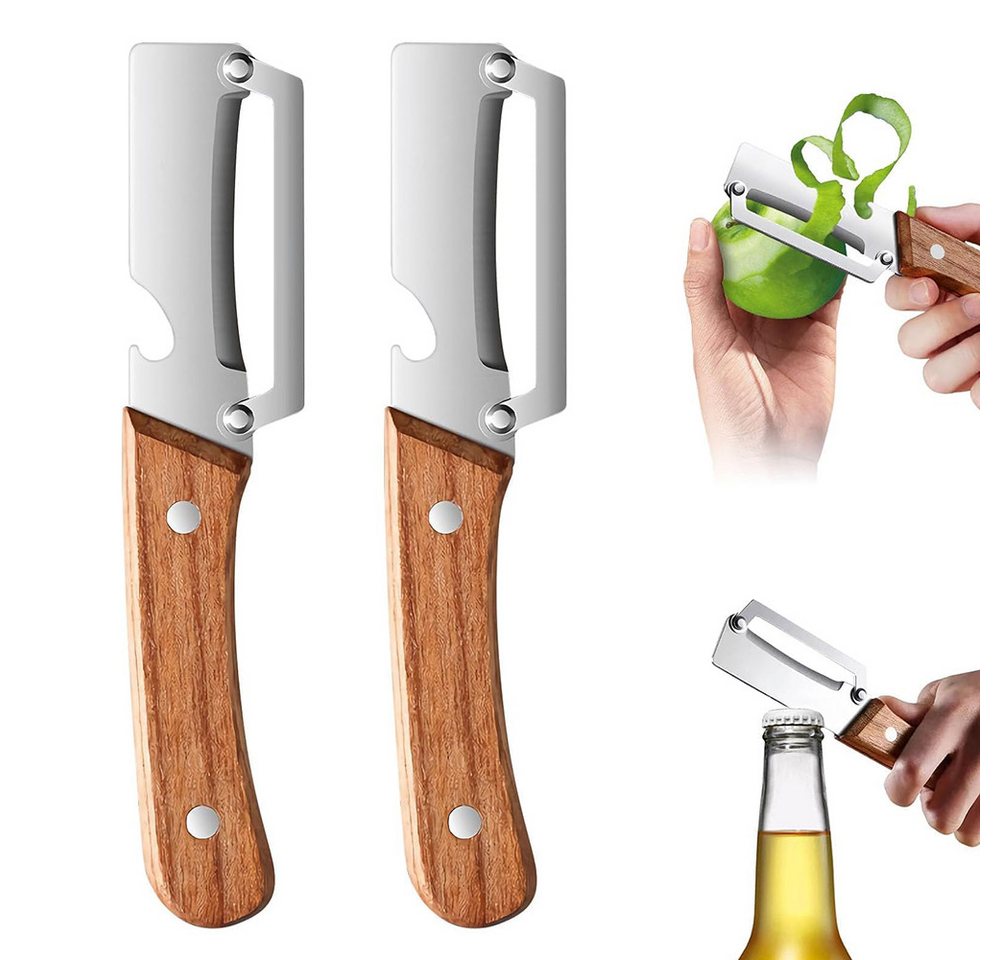 AFKSMILE Sparschäler 2 Stück Multifunktions-Gemüseschäle, holzschäler aus Edelstahl, (2-tlg), Gemüseschäler und Flaschenöffner für Obst, Gemüse & Fleischscheiben