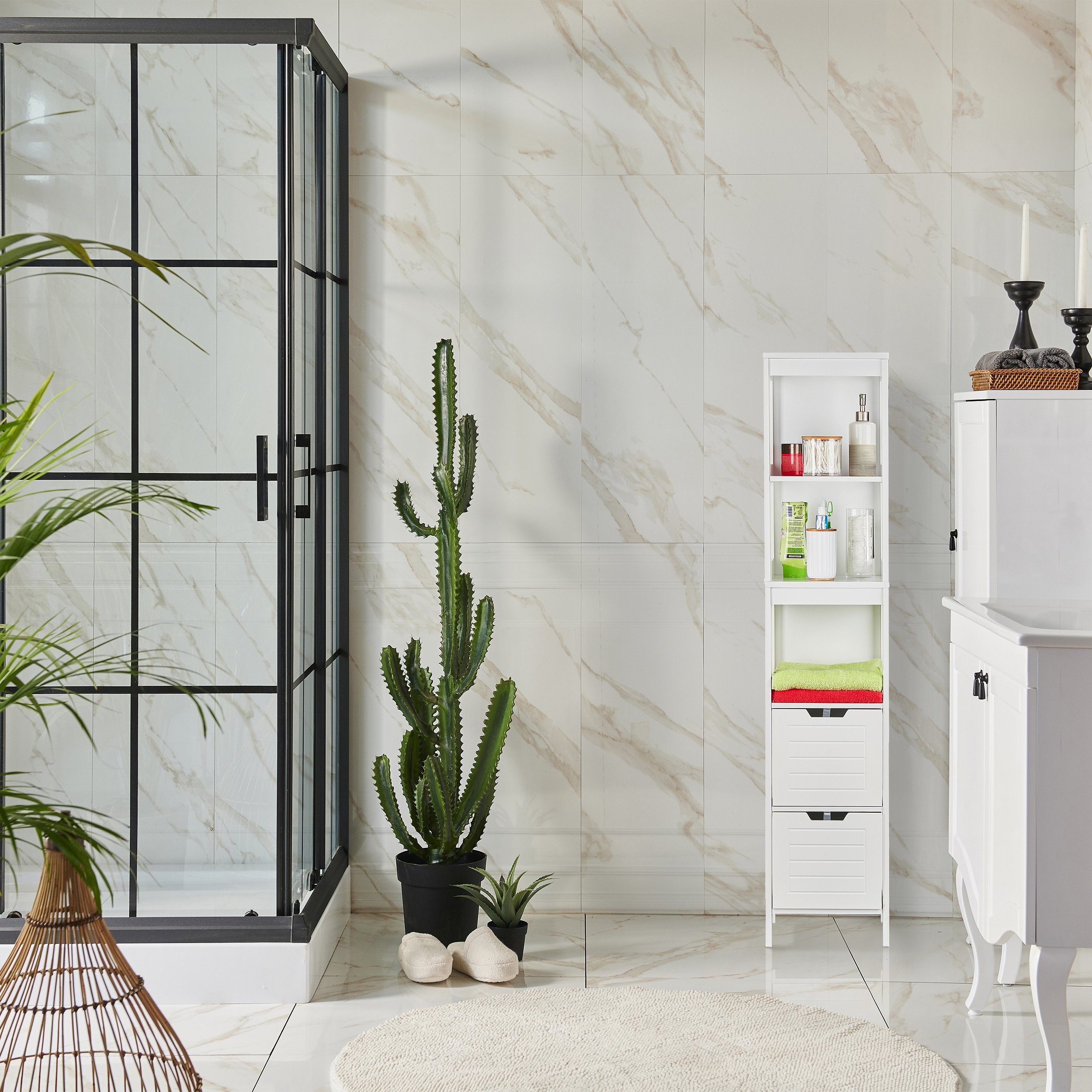 relaxdays Badregal Badezimmerschrank weiß günstig online kaufen