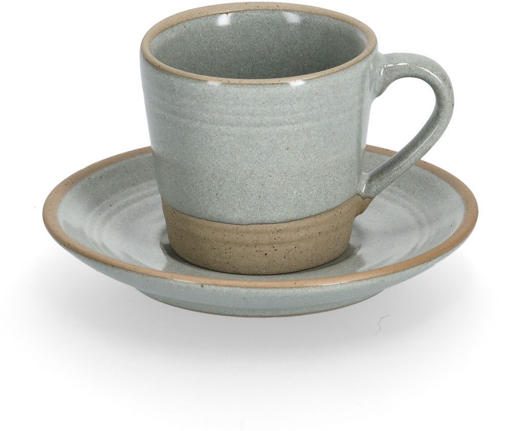 Zeller Present Espressotasse, 8-tlg., Steingut, 60 ml, 8-teilig (4 Tassen/4 Untertassen)