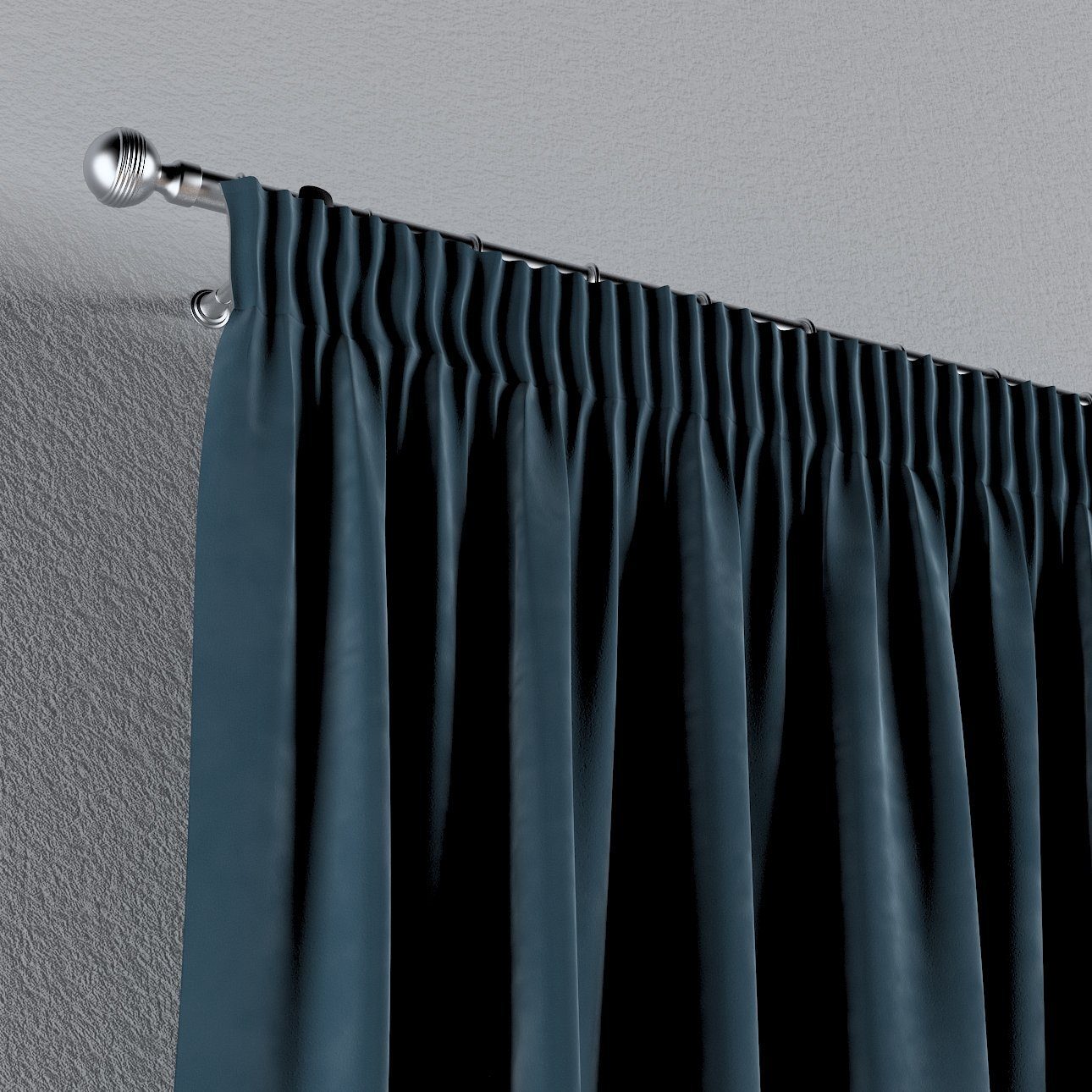 mit Kräuselband blau cm, 130x100 Velvet, Vorhang Dekoria Vorhang