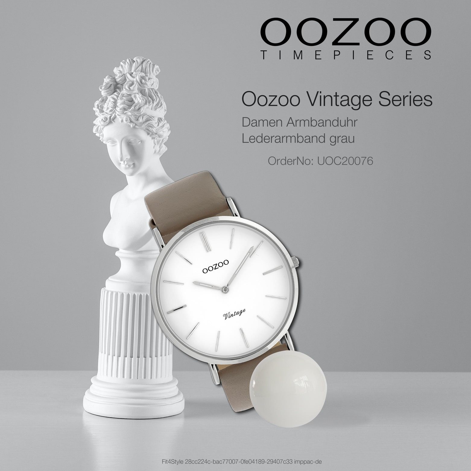 Oozoo groß Leder, OOZOO Armbanduhr 40mm) Fashion-Style Ultra (ca. rund, Quarzuhr Lederarmband, Slim Damen Damenuhr