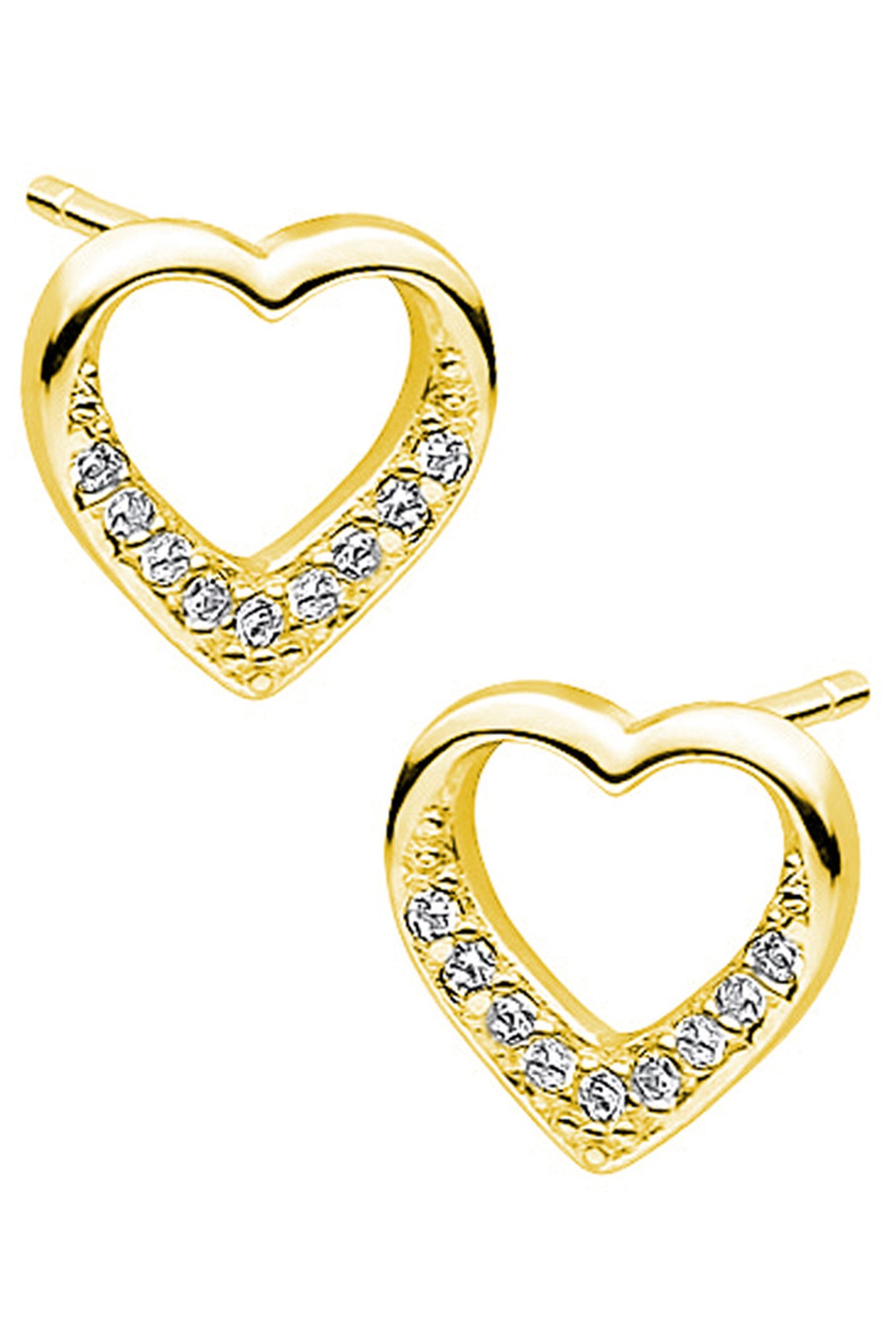 Limana Paar Ohrstecker Herz echt 925 Silber gold Herzohrringe für jeden Tag (inkl. Geschenkdose mit Herz Gravur), Liebesgeschenk Liebe Geschenk für Frauen Damen Ehefrau Freundin Mutter