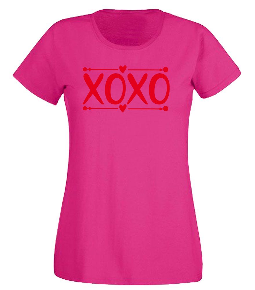 G-graphics Print-Shirt Damen T-Shirt - XOXO mit trendigem Frontprint, Slim-fit, Aufdruck auf der Vorderseite, Spruch/Sprüche/Print/Motiv, für jung & alt