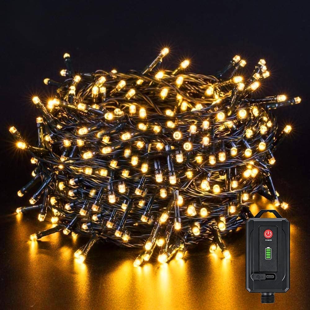 Quntis LED-Lichterkette 30/40m 300LEDs Lichterkette led weihnachtsdeko outdoor innen 8modi, 300 -flammig Weihnachtsbeleuchtung Outdoor/Innen, Warmweiß, 8 Modi