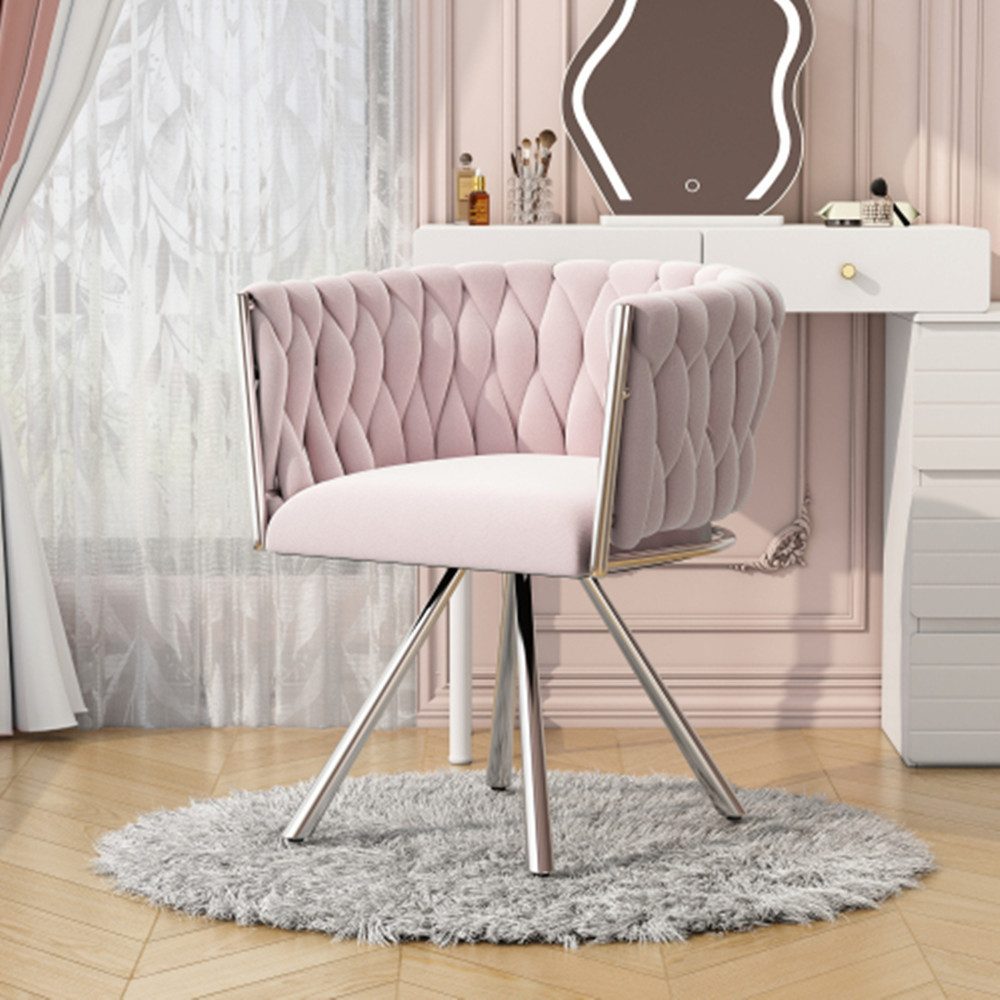 XDeer Stuhl Schminkstuhl, 1St, einzelner Schlafzimmer-Drehstuhl, Freizeit-Drehstuhl, vier Stützbeine aus Metall