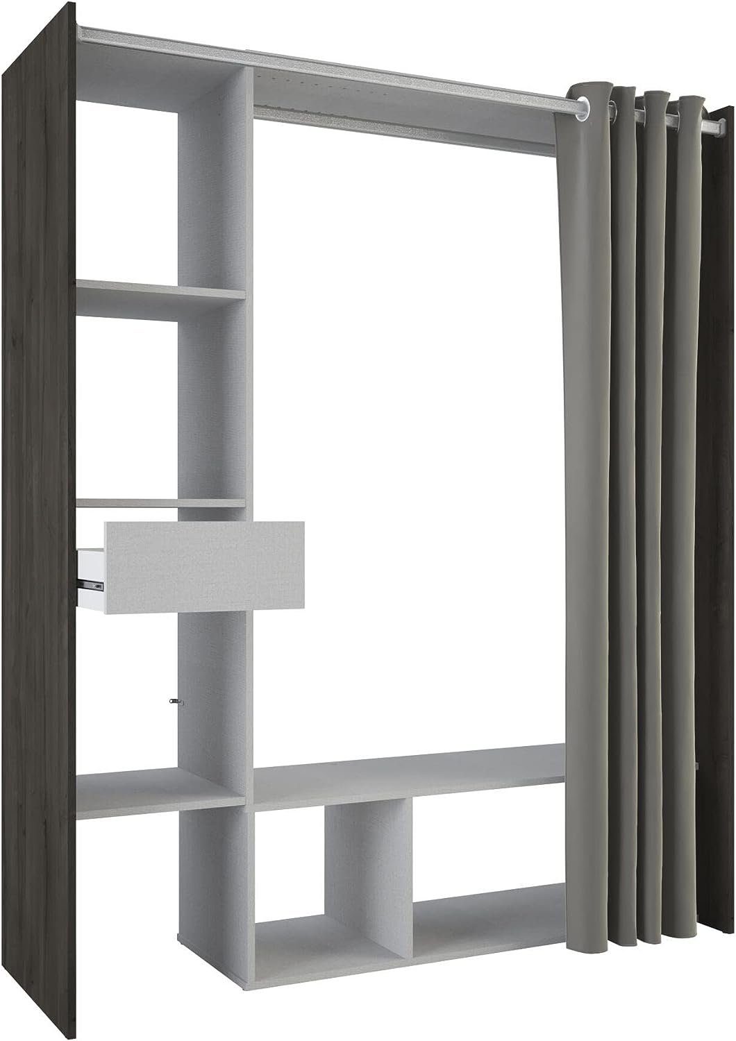 Schrank #667 variabel Kleiderschrank offen in inkl. begehbar Vorhang Kleiderschrank habeig Breite Vorhang